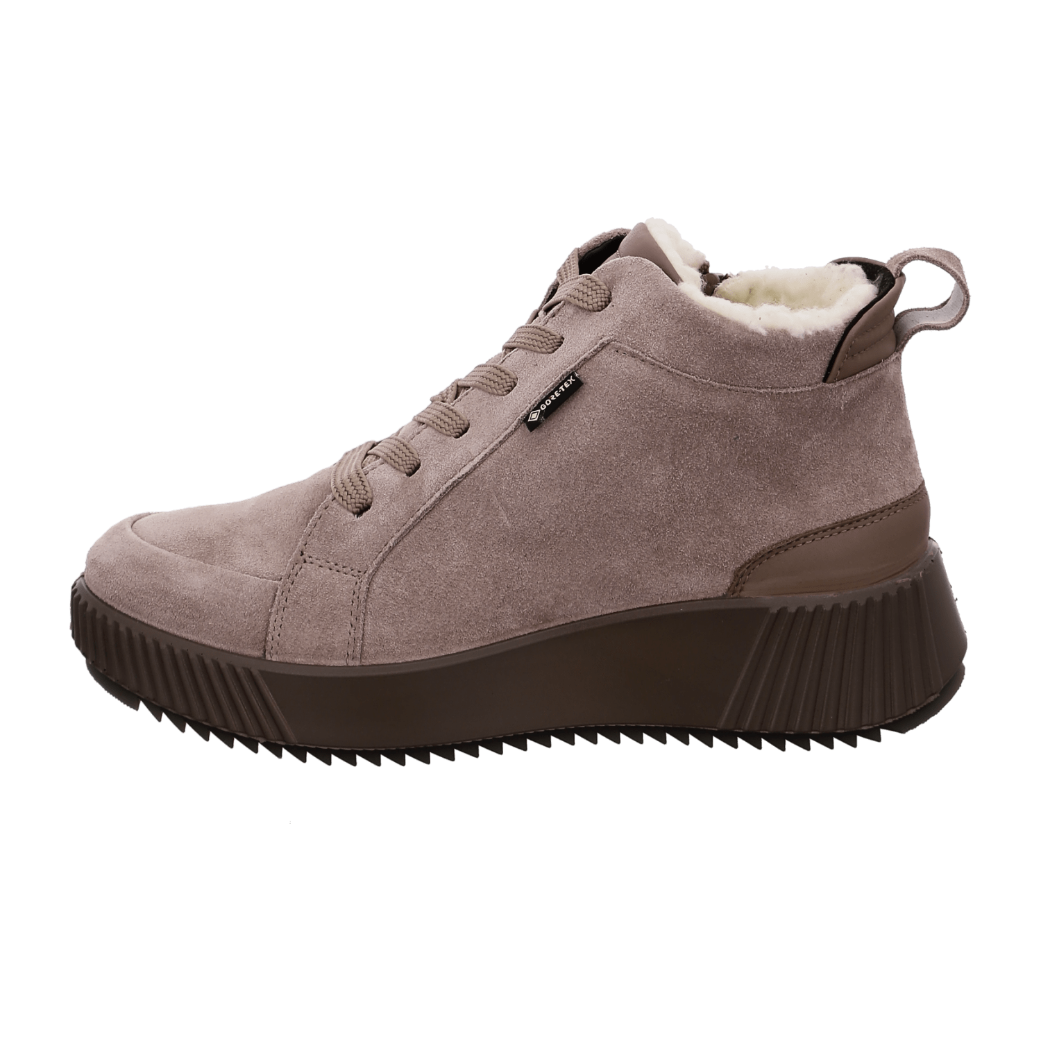 Ara DAVOS Sporty Textured Warm Ankle Boots for Women, Sneaker Style, Waterproof Velour Leather, Lace-Up, Grey