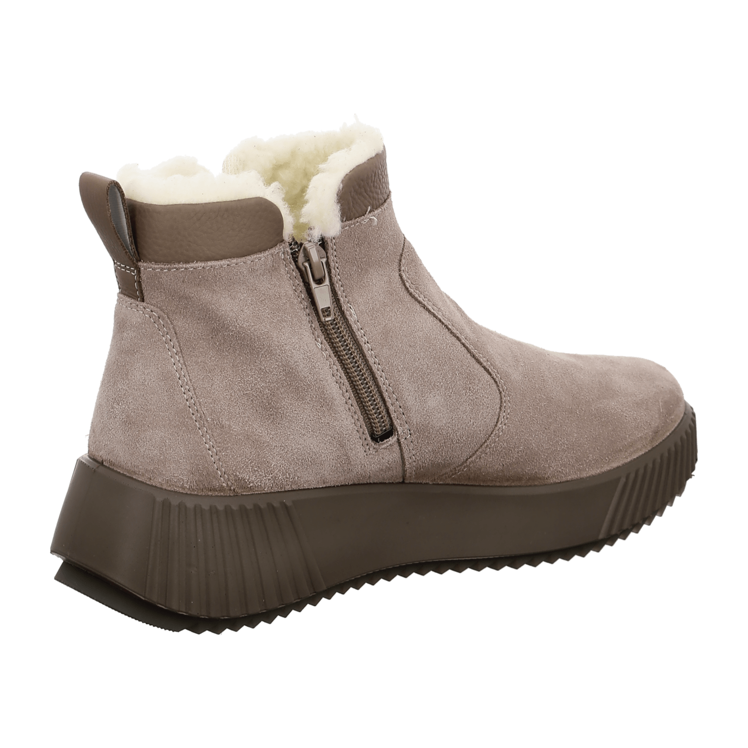 ARA Women's Davos Ankle Boot in Grey Moon Velvet Leather with Zipper Classic Boots