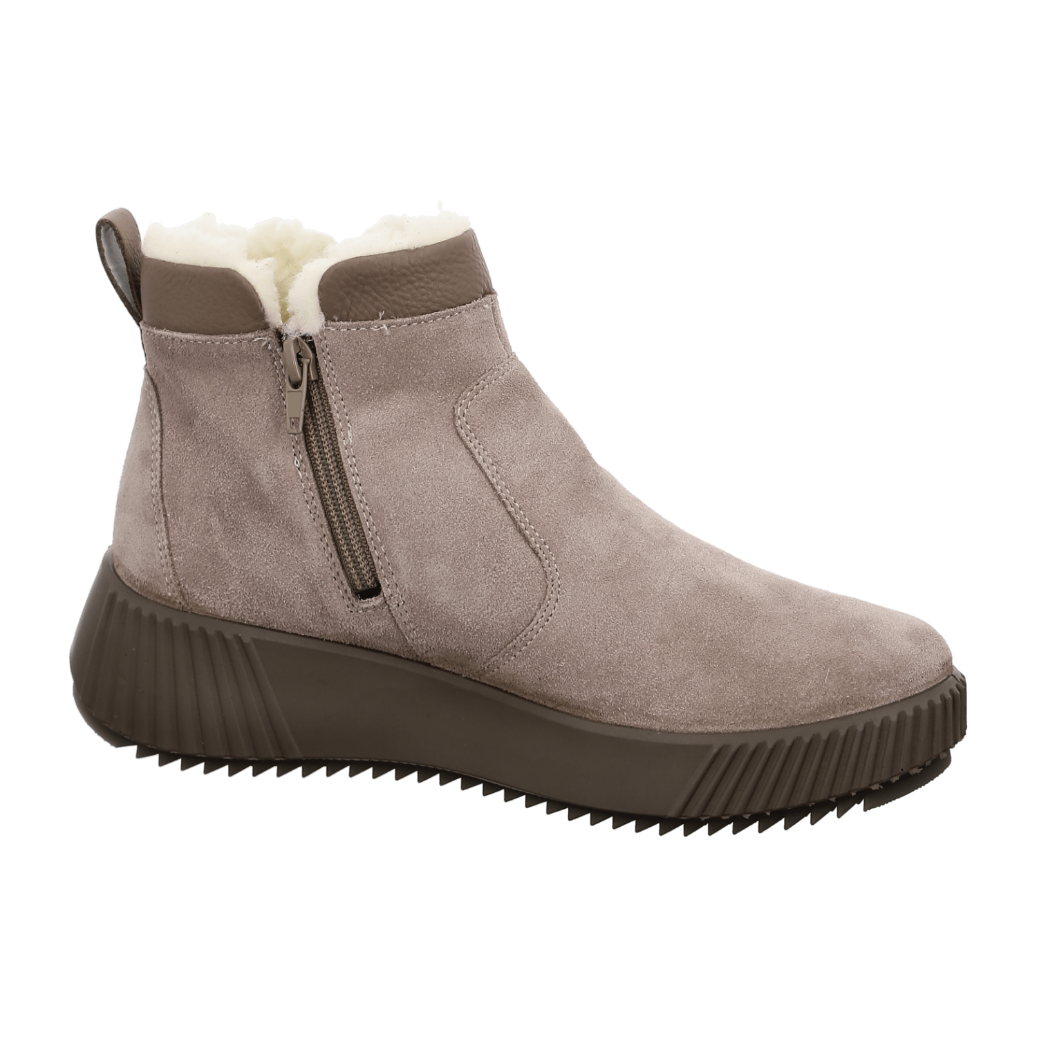 ARA Women's Davos Ankle Boot in Grey Moon Velvet Leather with Zipper Classic Boots