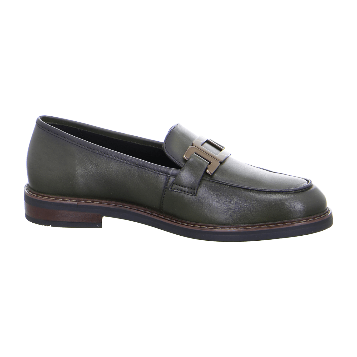 ARA Women's Kent Slipper in Smooth Leather Olive - Pull-On Loafers with Leather Lining - Bartel-Shop