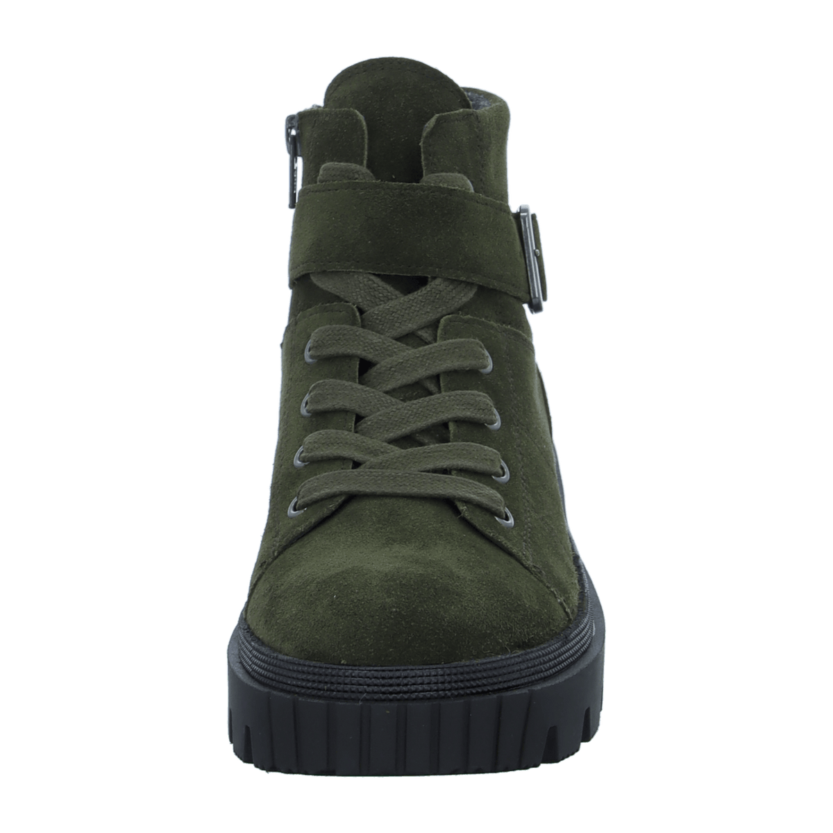 Gabor Women's Lace-Up Ankle Boots Olive Suede - Warm Lined Comfort Booties