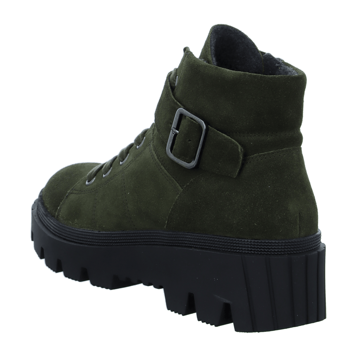 Gabor Women's Lace-Up Ankle Boots Olive Suede - Warm Lined Comfort Booties