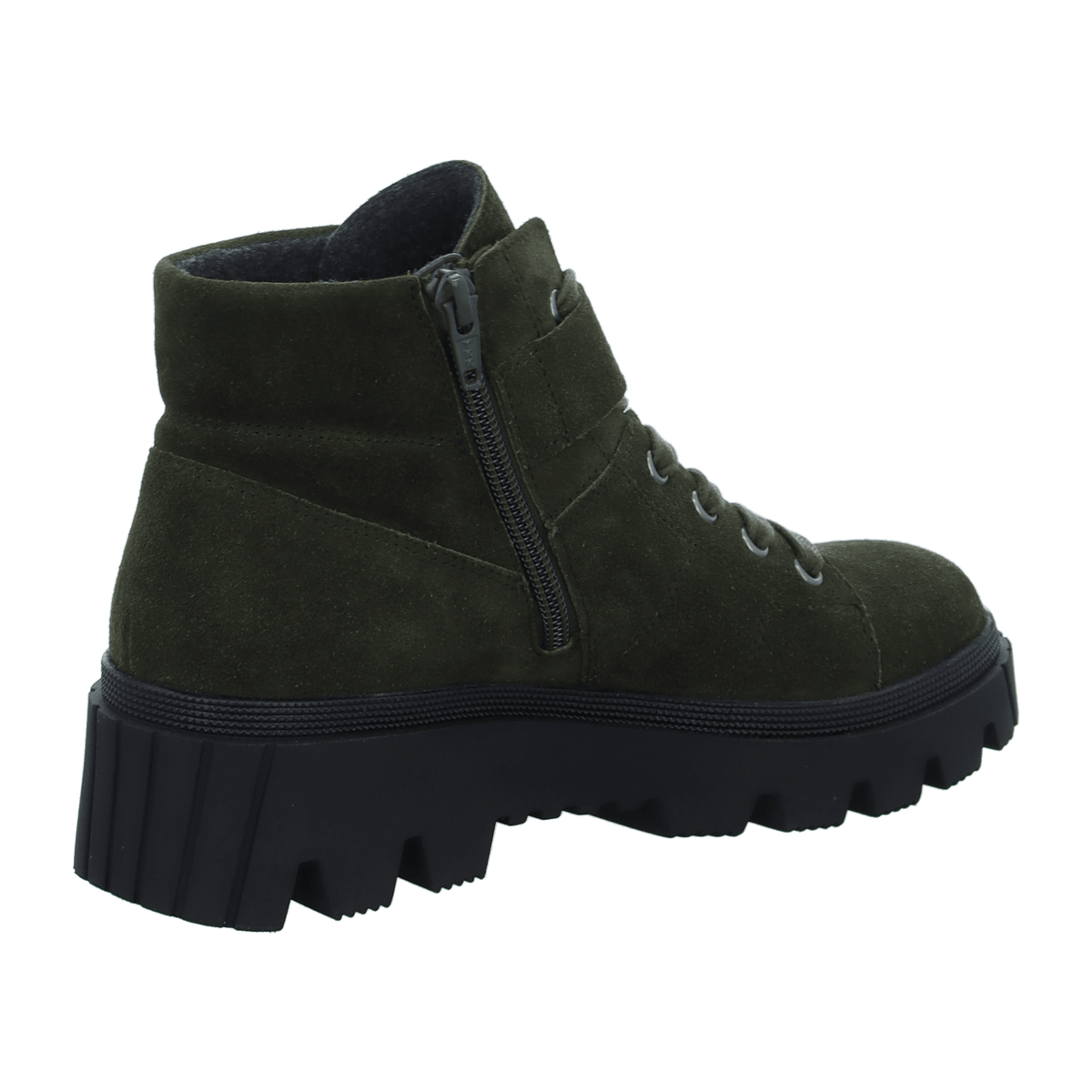 Gabor Women's Lace-Up Ankle Boots Olive Suede - Warm Lined Comfort Booties
