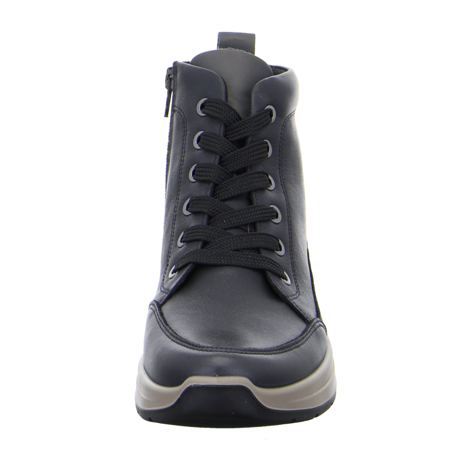 ARA Garda Women's Sneakers in Black Smooth Leather with Lace-Up Closure and Textile Lining