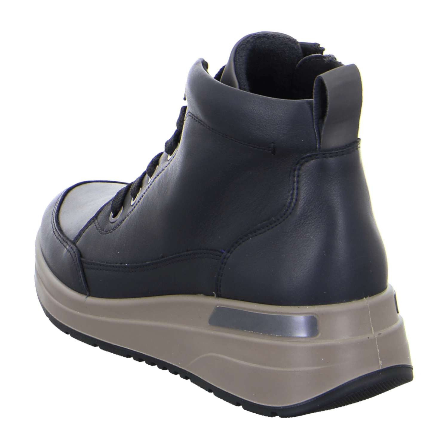 ARA Garda Women's Sneakers in Black Smooth Leather with Lace-Up Closure and Textile Lining
