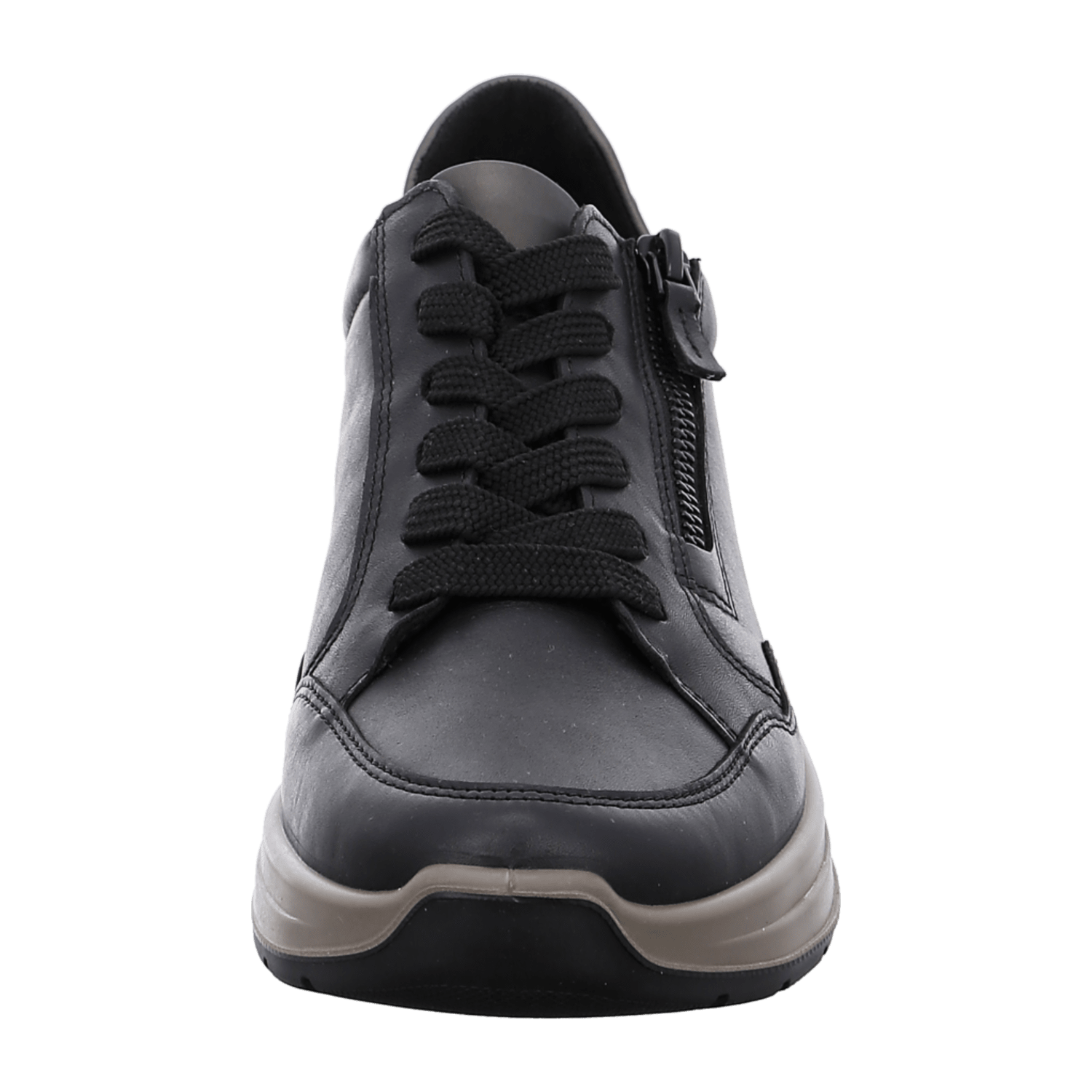 ARA Garda Women's Sneakers in Black Smooth Leather with Lace-Up Closure and Textile Lining