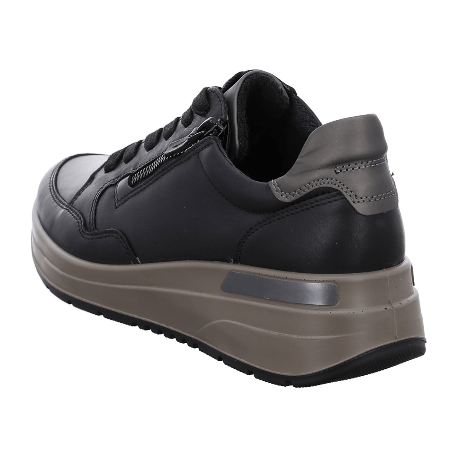 ARA Garda Women's Sneakers in Black Smooth Leather with Lace-Up Closure and Textile Lining