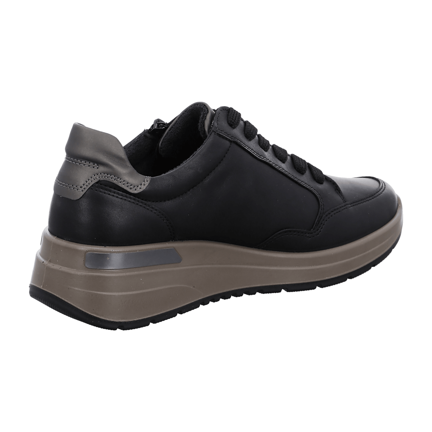 ARA Garda Women's Sneakers in Black Smooth Leather with Lace-Up Closure and Textile Lining