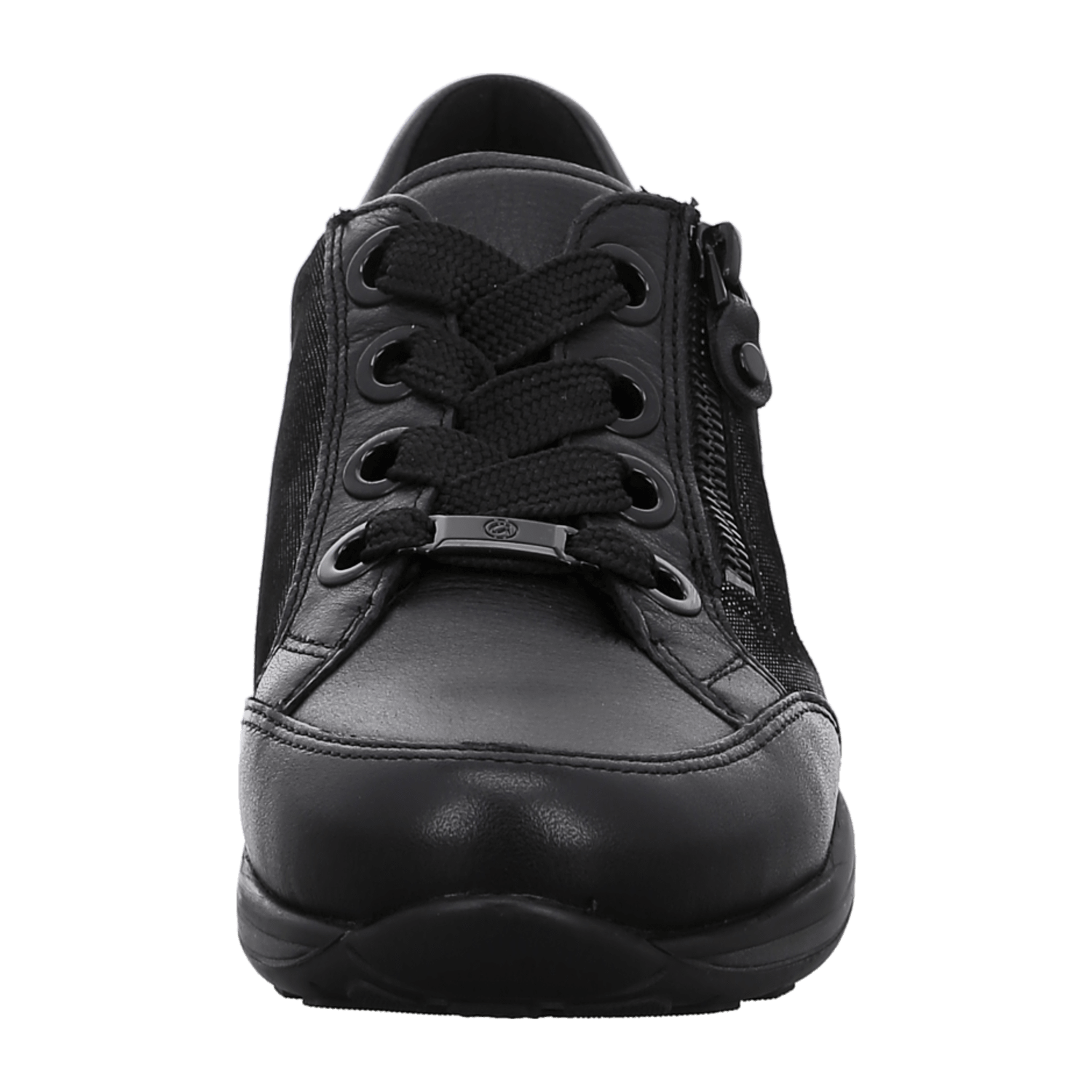 ARA OSAKA Women's Leather Sneakers with Lace-Up Closure in Black