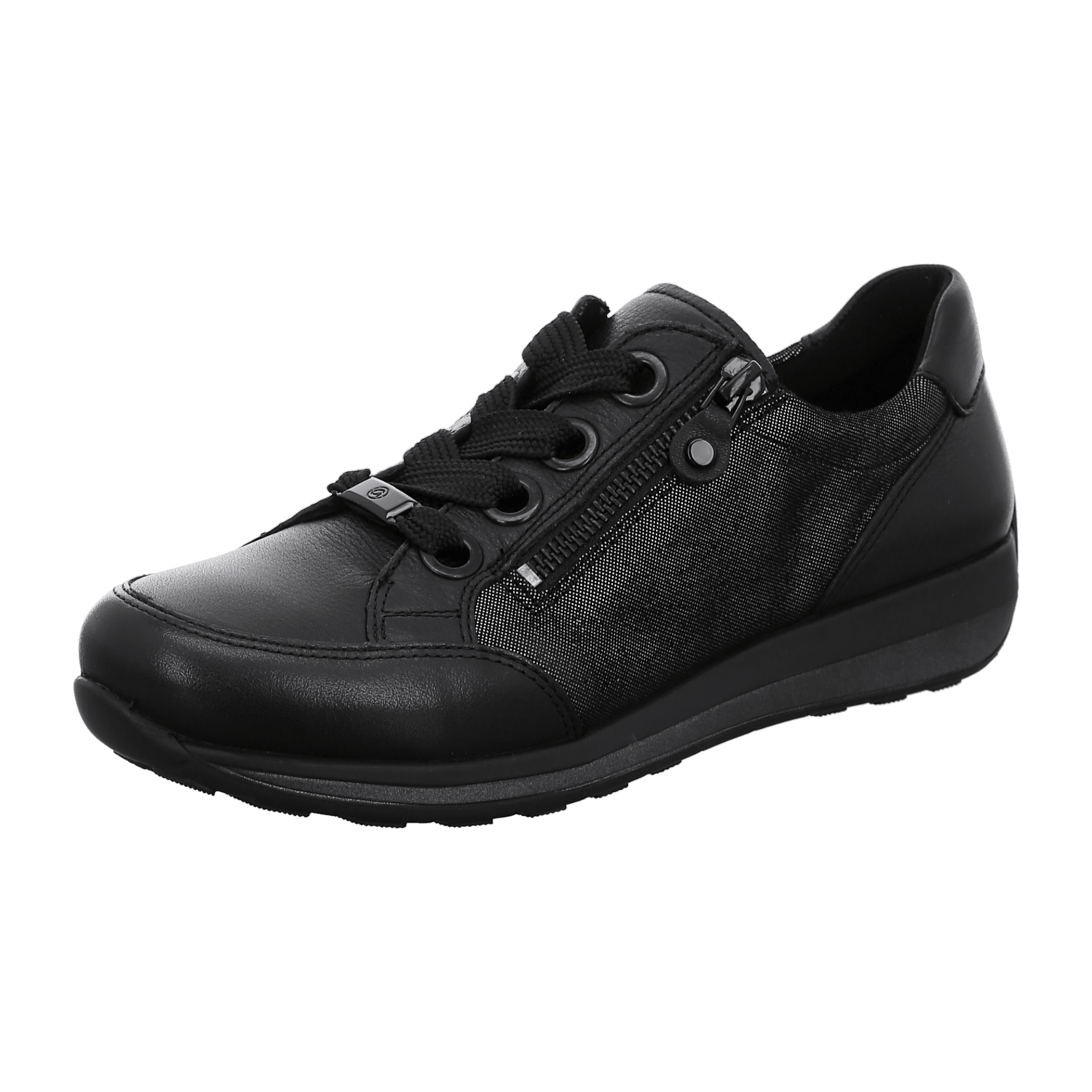ARA OSAKA Women's Leather Sneakers with Lace-Up Closure in Black