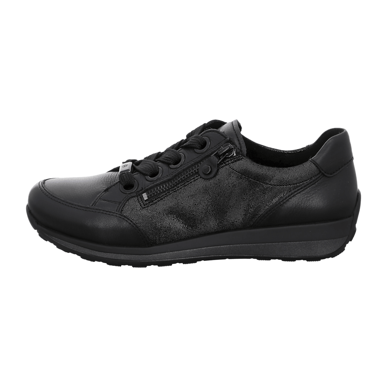 ARA OSAKA Women's Leather Sneakers with Lace-Up Closure in Black