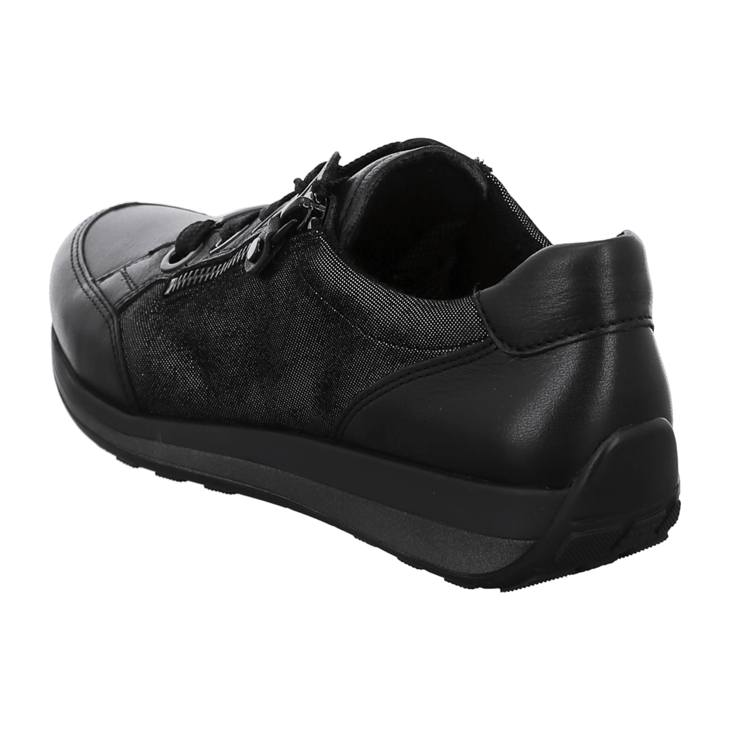 ARA OSAKA Women's Leather Sneakers with Lace-Up Closure in Black