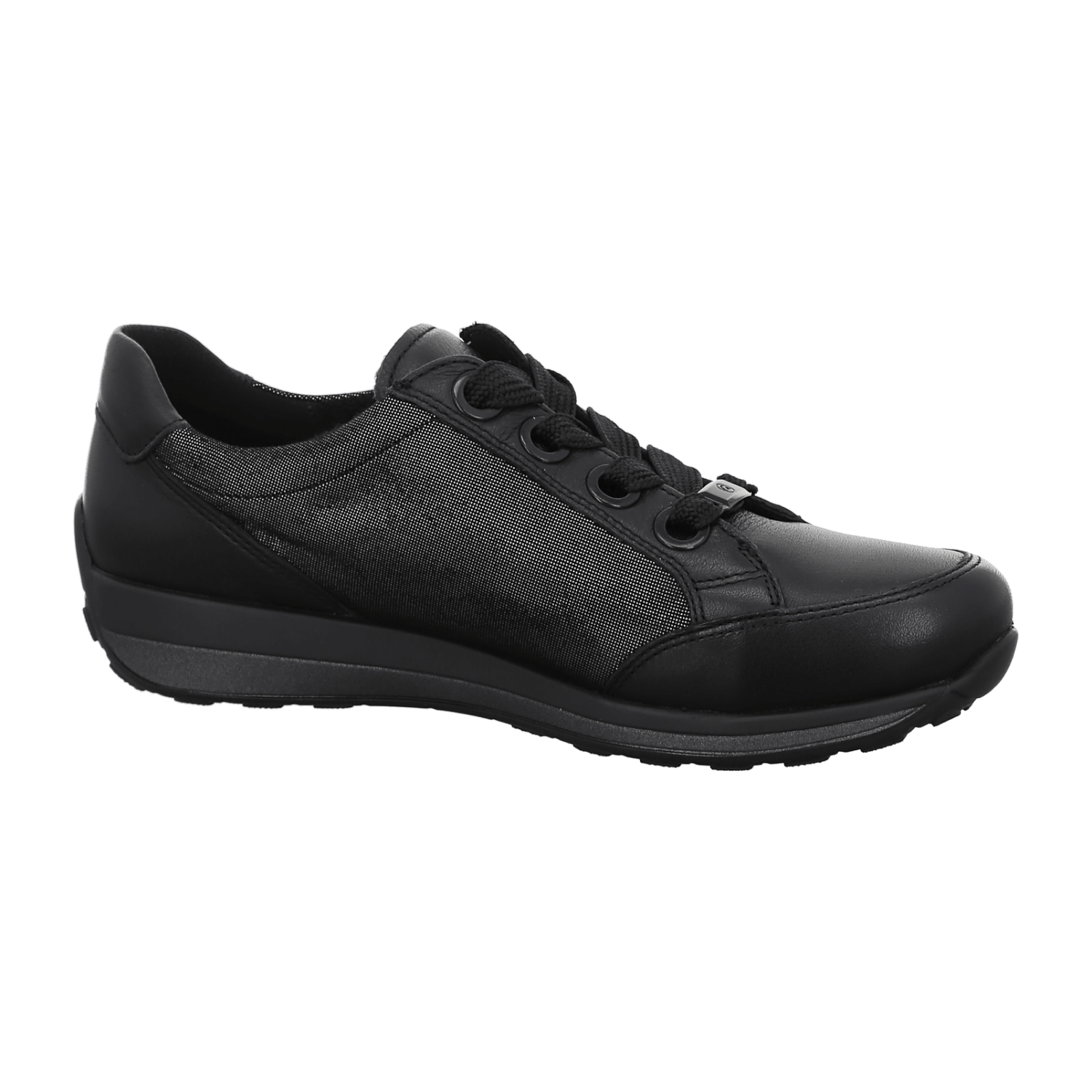 ARA OSAKA Women's Leather Sneakers with Lace-Up Closure in Black
