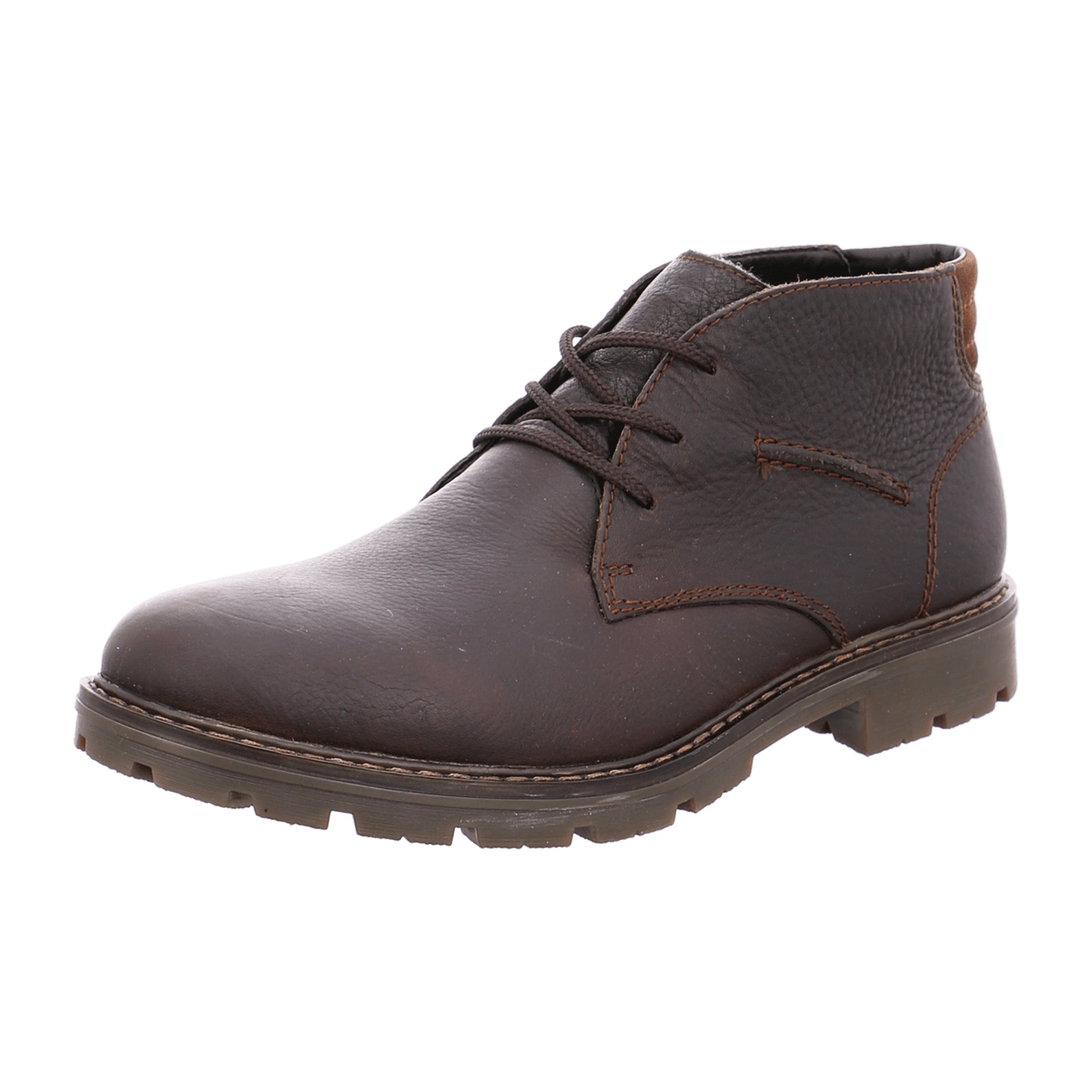 Rieker Men's Brown Leather Boots with Warm Lining and Comfortable Sole