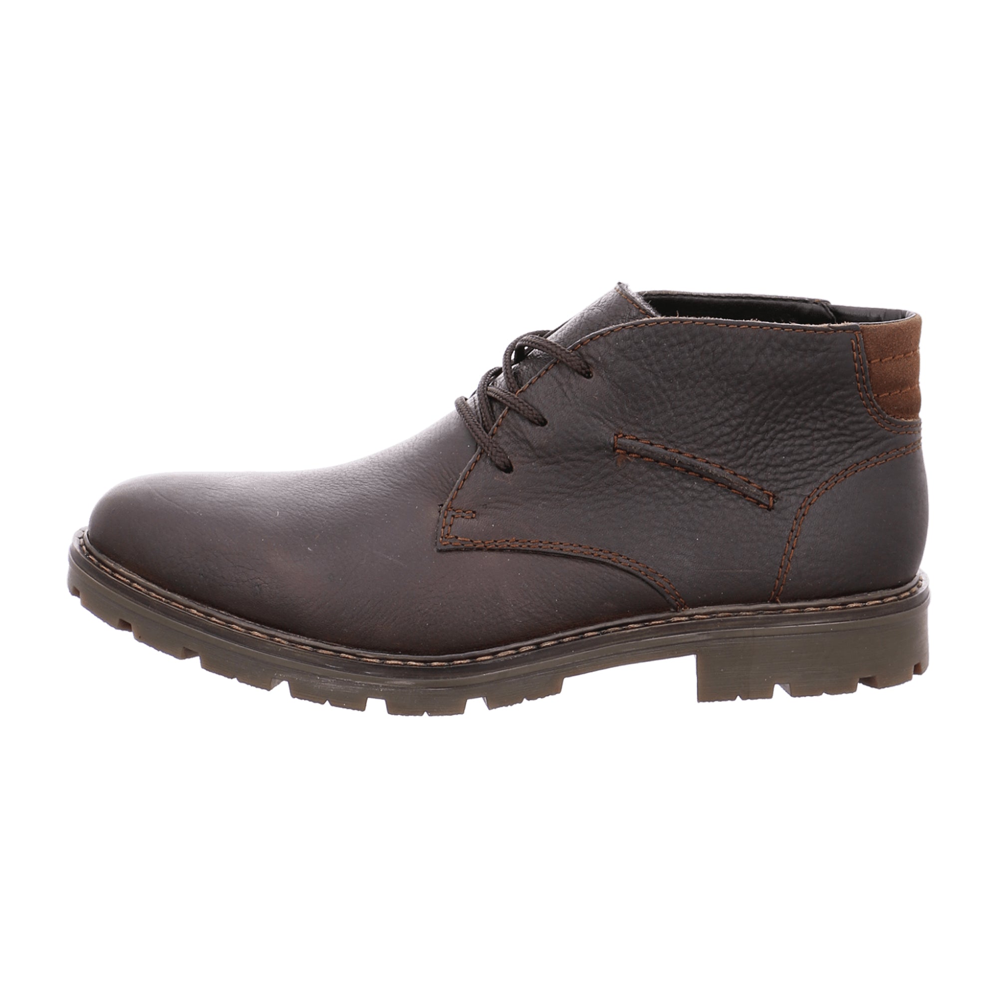 Rieker Men's Brown Leather Boots with Warm Lining and Comfortable Sole