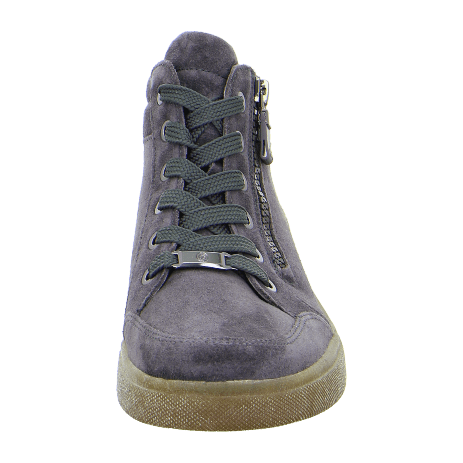 ARA ROM Women's Sneakers in Grey Velour Leather with Lace-Up Closure and Round Toe