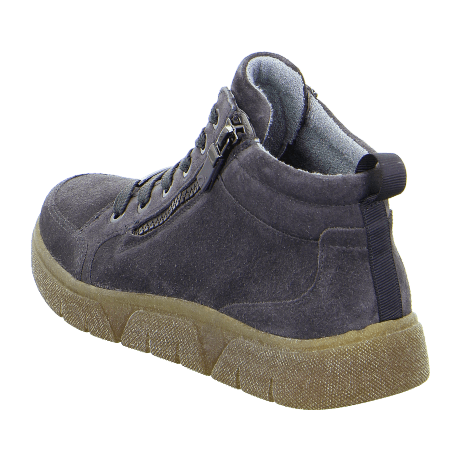 ARA ROM Women's Sneakers in Grey Velour Leather with Lace-Up Closure and Round Toe