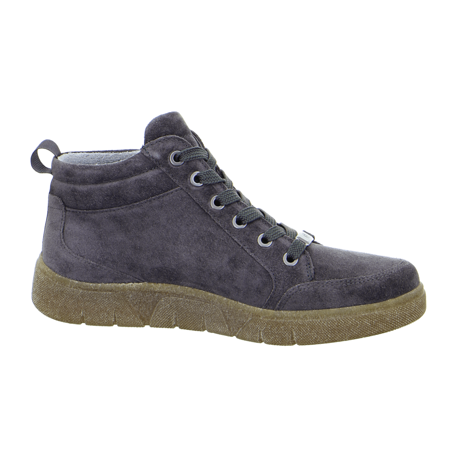 ARA ROM Women's Sneakers in Grey Velour Leather with Lace-Up Closure and Round Toe