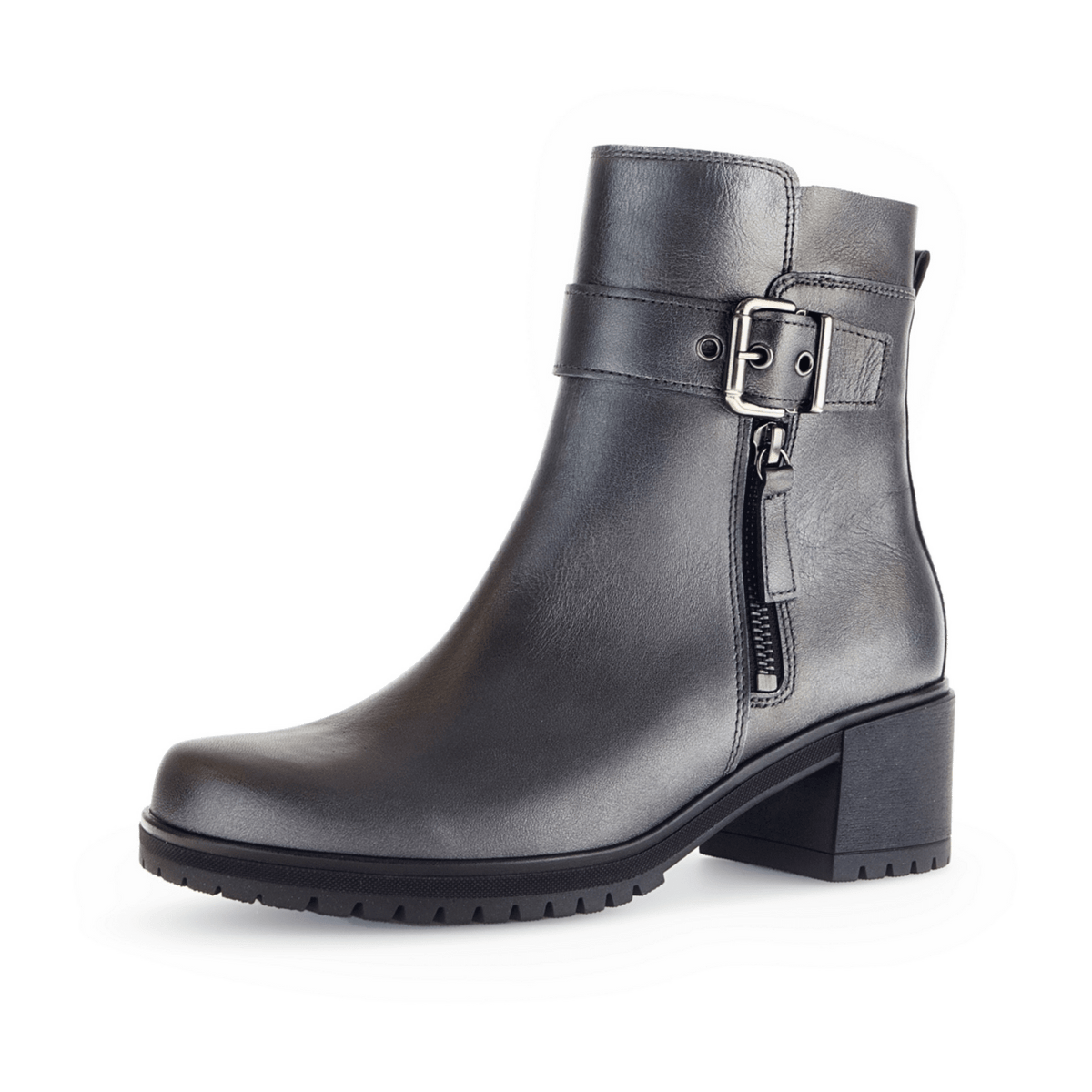 Gabor Women's Best Fitting Biker Ankle Boots Antique Silver Smooth Leather
