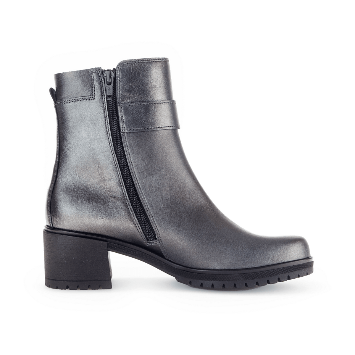 Gabor Women's Best Fitting Biker Ankle Boots Antique Silver Smooth Leather