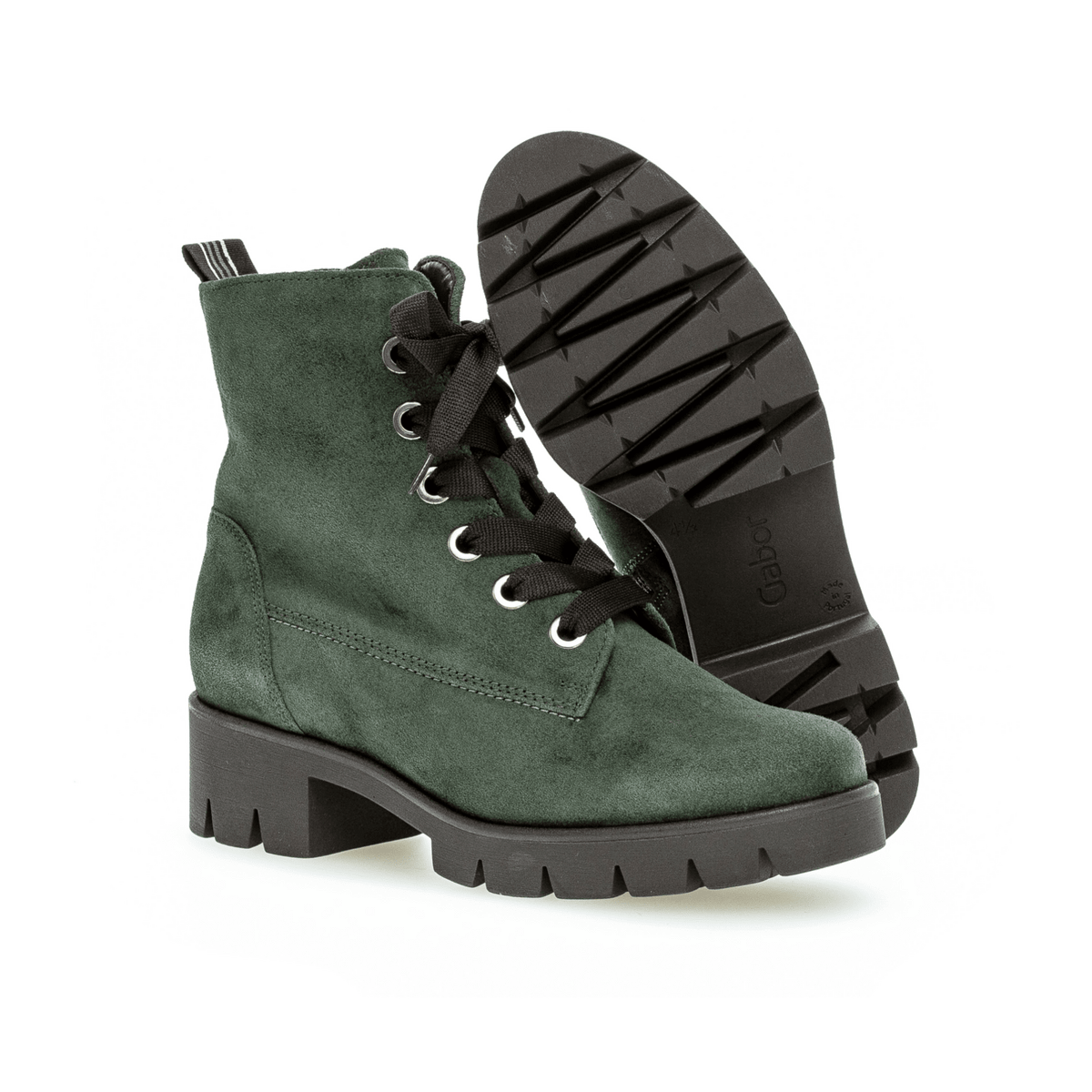 Gabor Women's Combat Boots - Warm Lined Suede Ankle Boots Brown