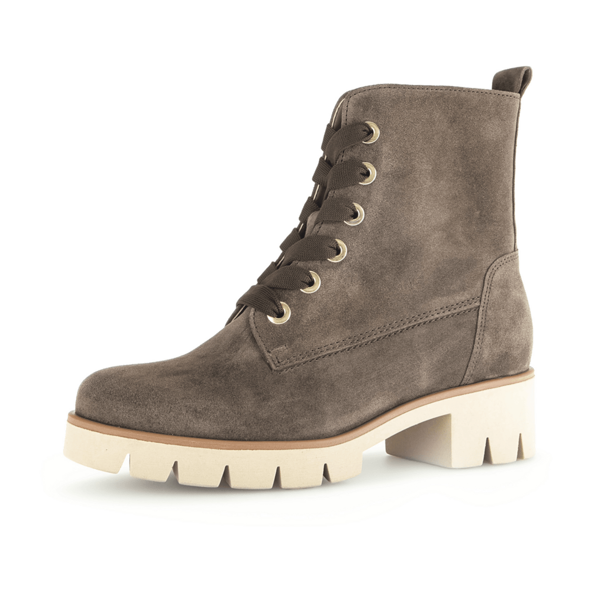 Gabor Women's Combat Boots - Warm Lined Suede Ankle Boots Brown