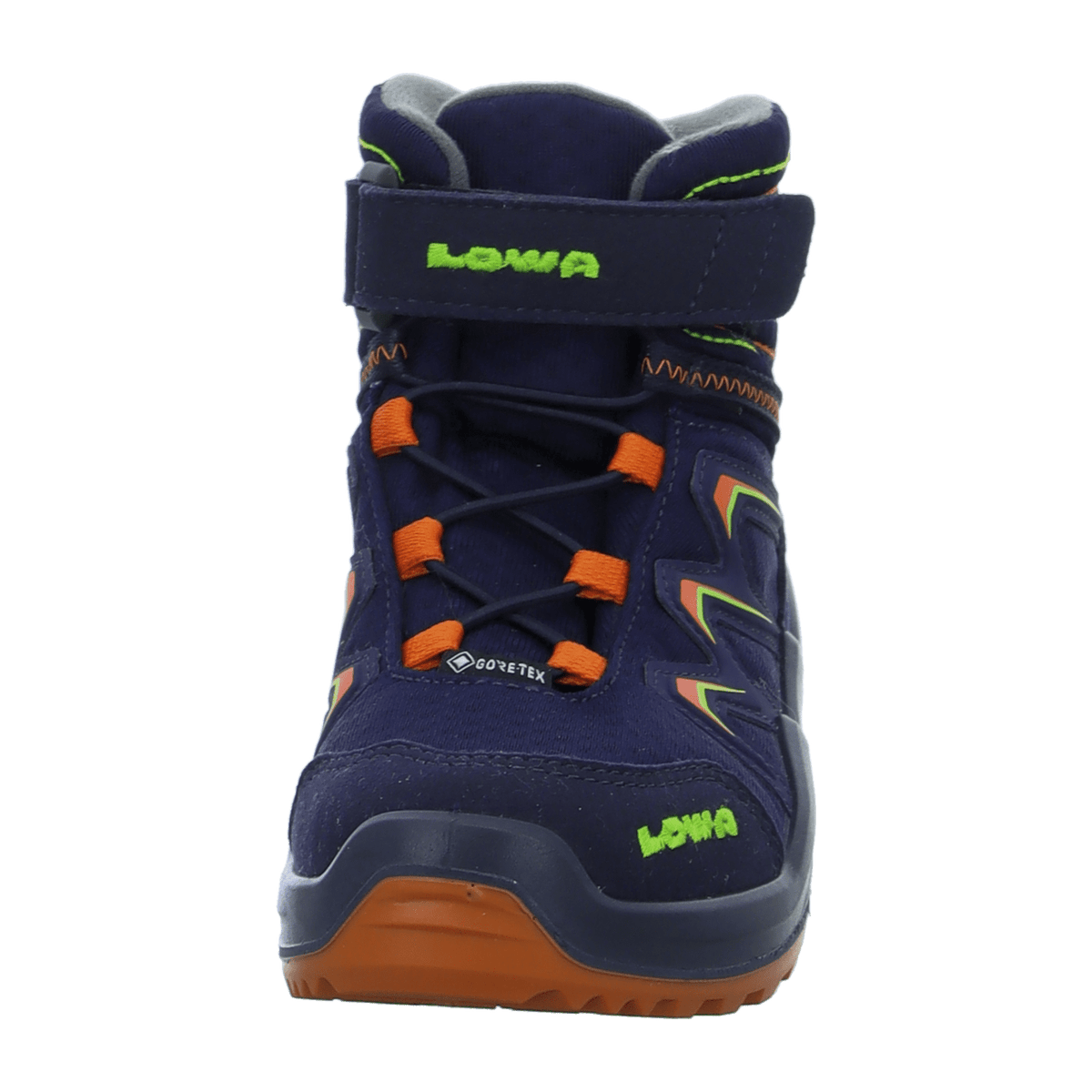 LOWA Maddox Warm GTX Mid JR Kids Winter Boots Navy Orange Waterproof