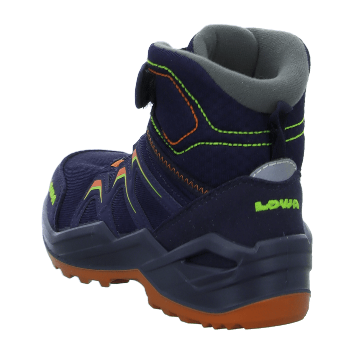 LOWA Maddox Warm GTX Mid JR Kids Winter Boots Navy Orange Waterproof