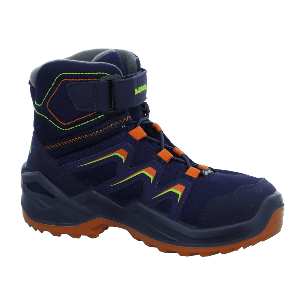 LOWA Maddox Warm GTX Mid JR Kids Winter Boots Navy Orange Waterproof