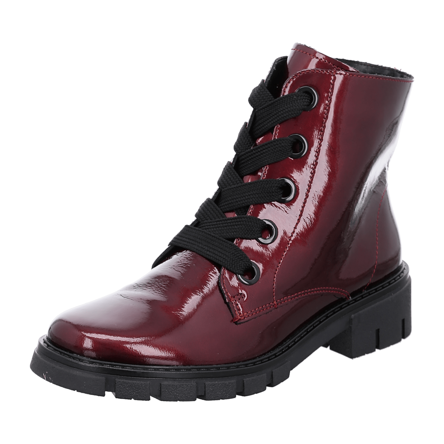 ARA DOVER Women's Ankle Boots in Red Patent Leather with Zipper Classic Style