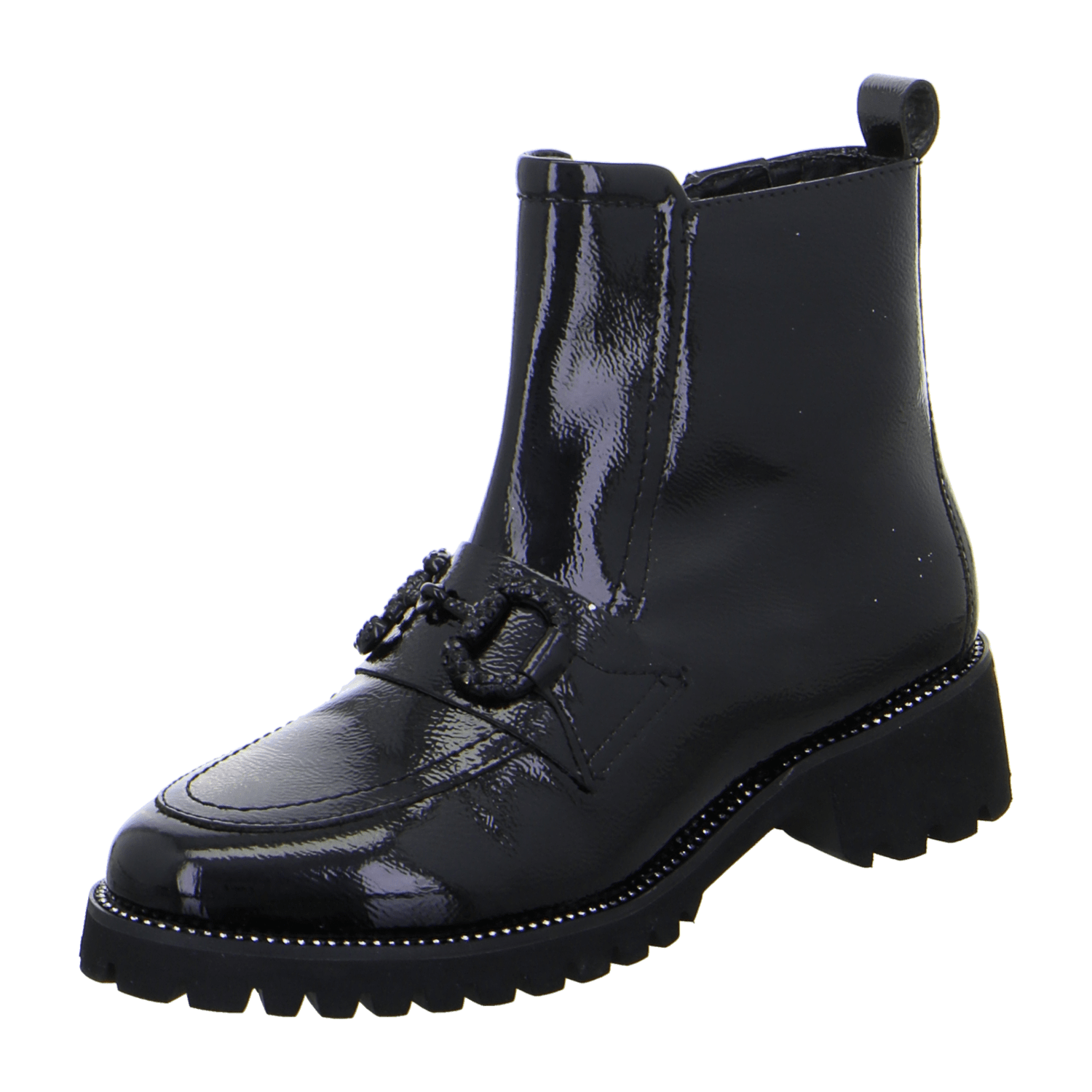 ARA Kent Ankle Boots Women's Black Patent Leather Pull-On Classic Round Toe