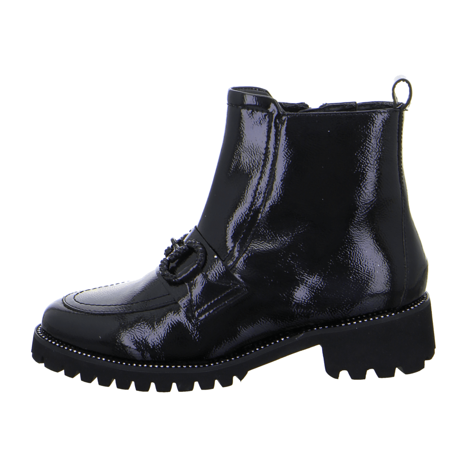 ARA Kent Ankle Boots Women's Black Patent Leather Pull-On Classic Round Toe