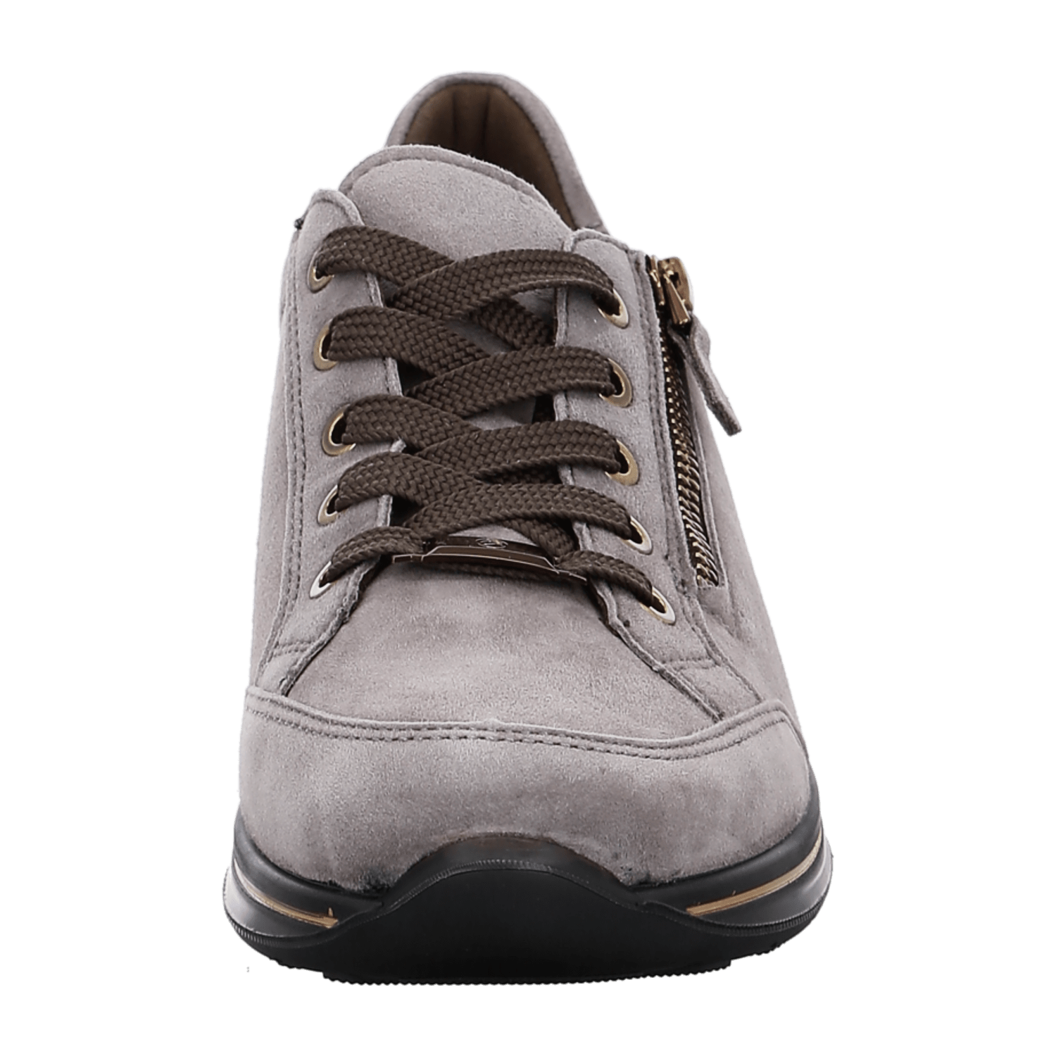 ARA Women's Velour Leather Sneakers in Grey with Round Toe