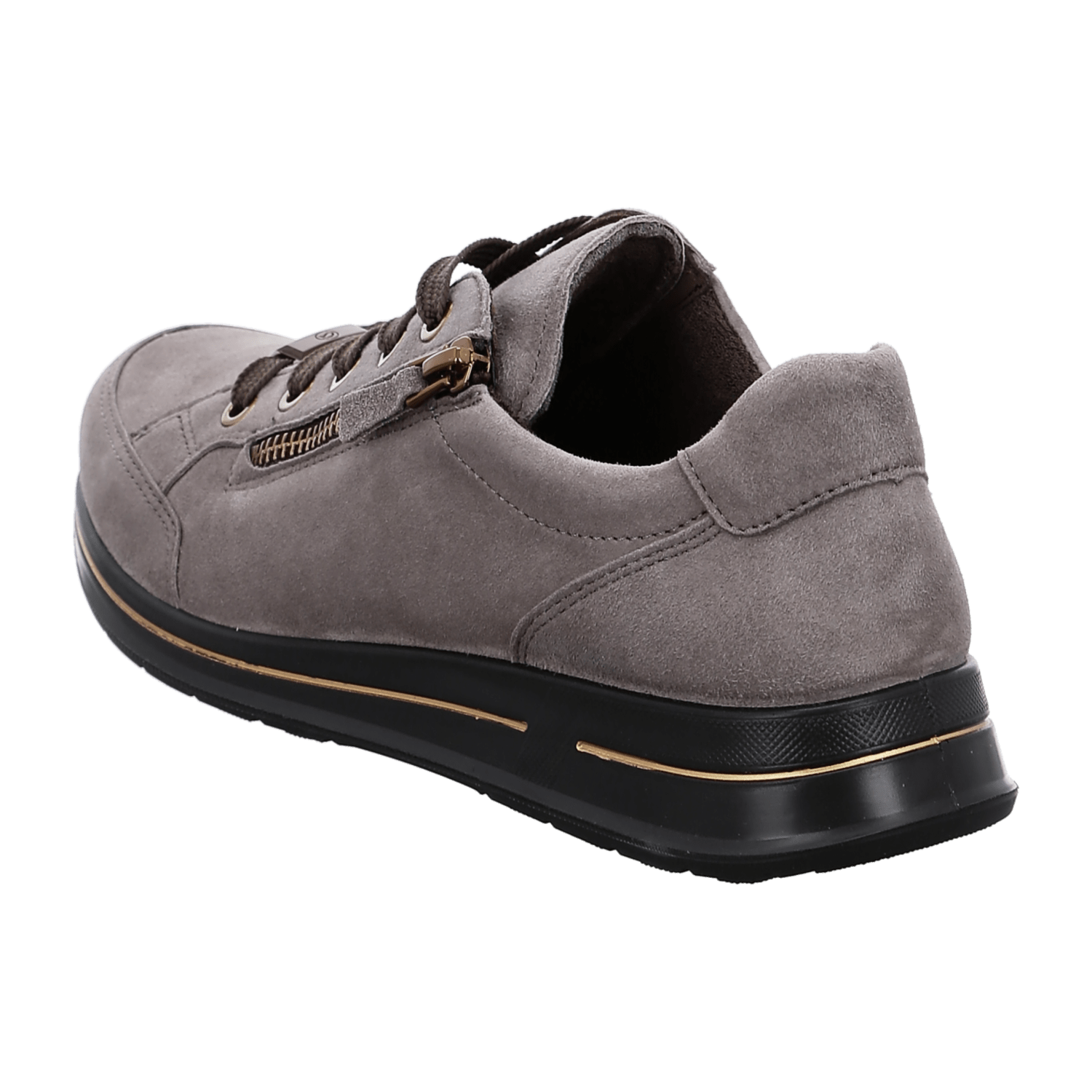 ARA Women's Velour Leather Sneakers in Grey with Round Toe