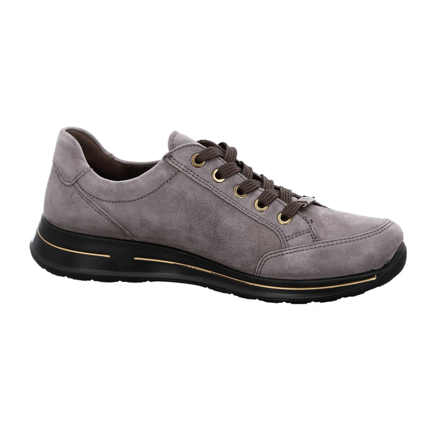 ARA Women's Velour Leather Sneakers in Grey with Round Toe