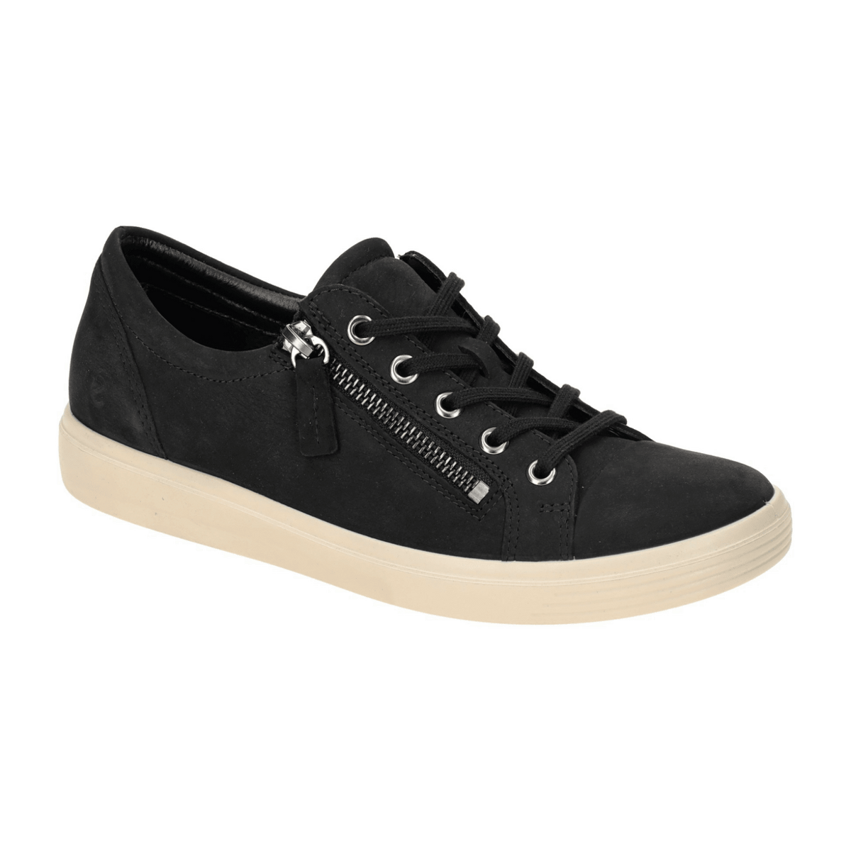 ECCO Soft Classic Women's Lace-Up Sneaker Black Microfiber