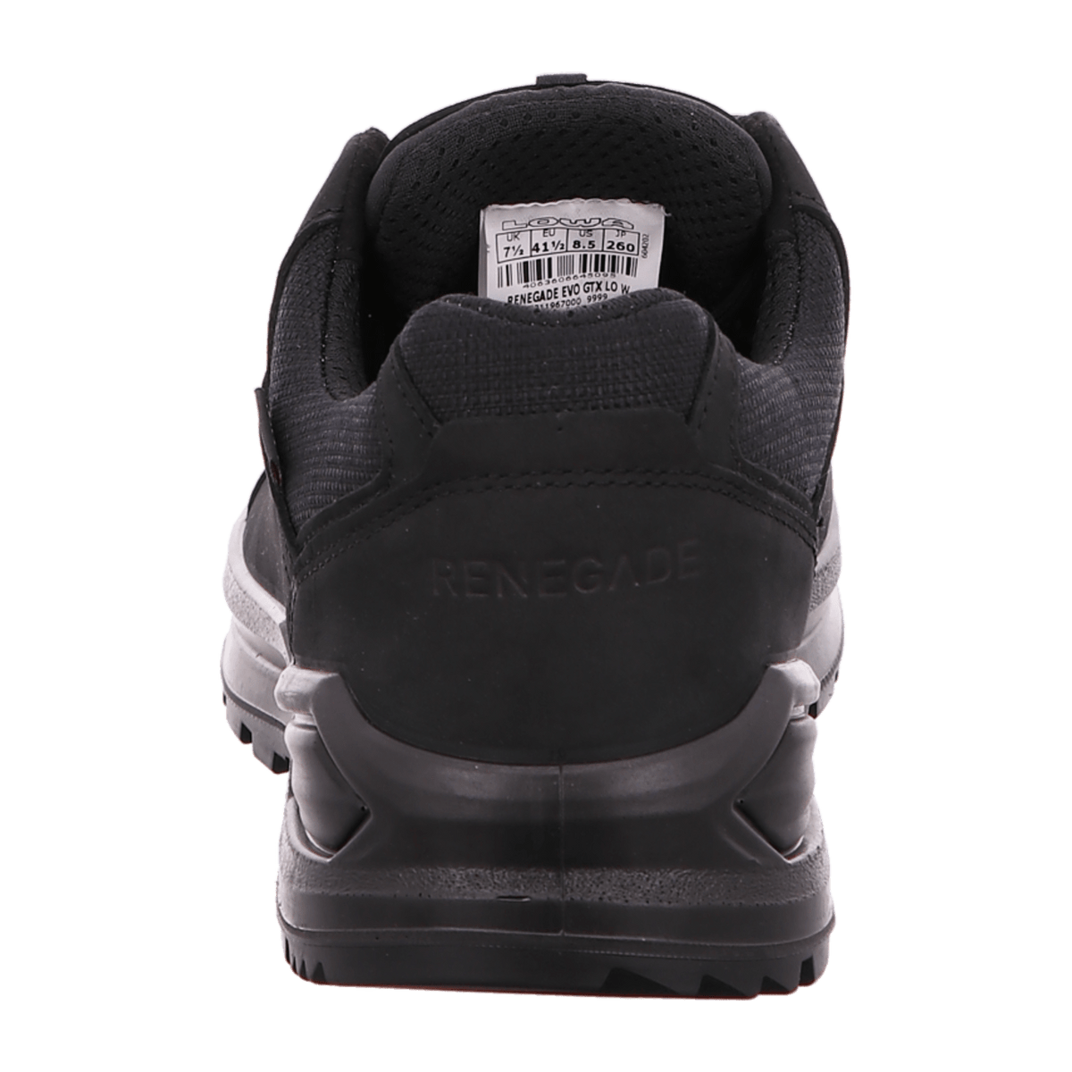 LOWA Renegade Evo GTX LO W Men's Low Hiking Shoes Black Nubuck Leather Waterproof