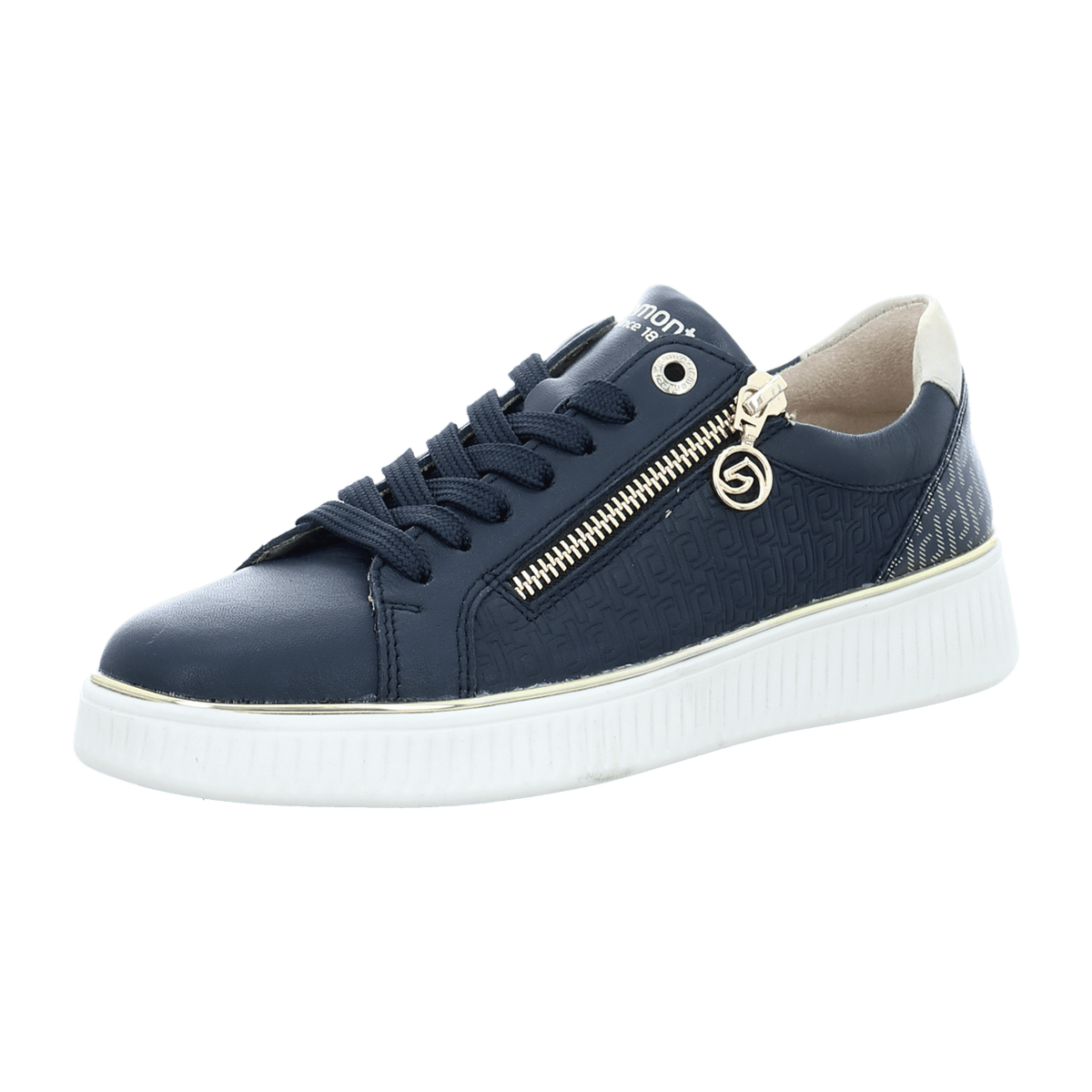 Remonte Women's Low-Top Sneakers D2E00 Blue Leather with Removable Insole