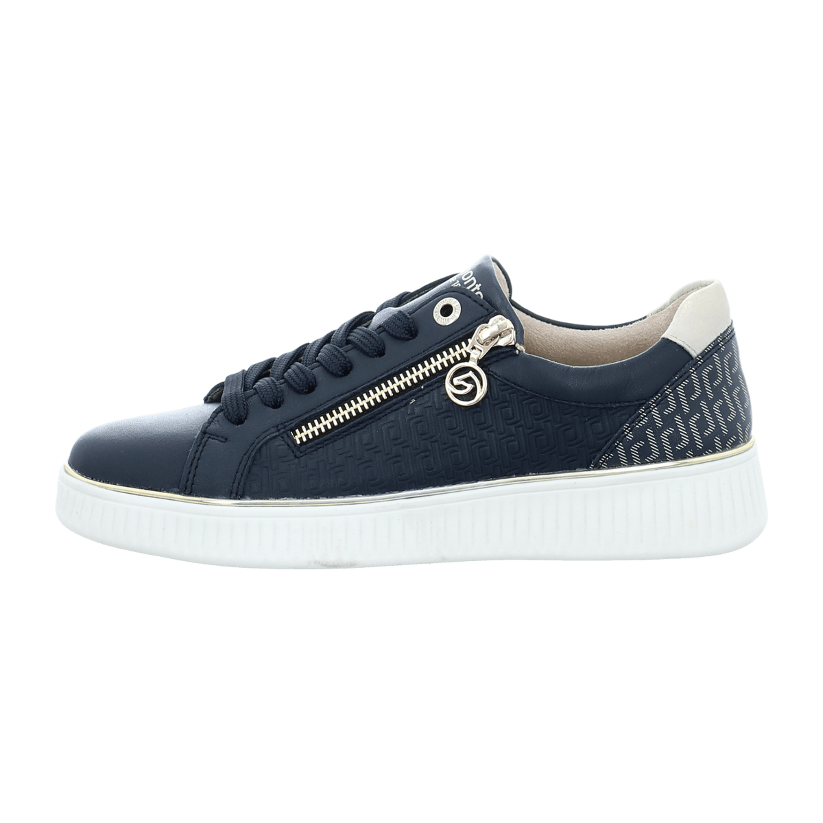 Remonte Women's Low-Top Sneakers D2E00 Blue Leather with Removable Insole