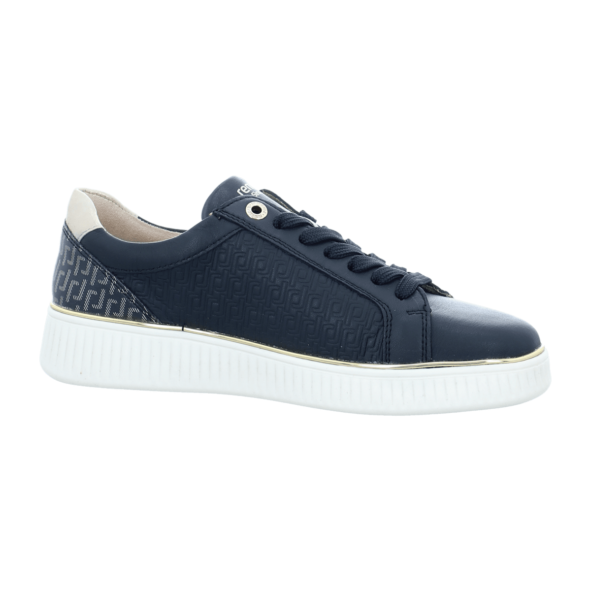 Remonte Women's Low-Top Sneakers D2E00 Blue Leather with Removable Insole