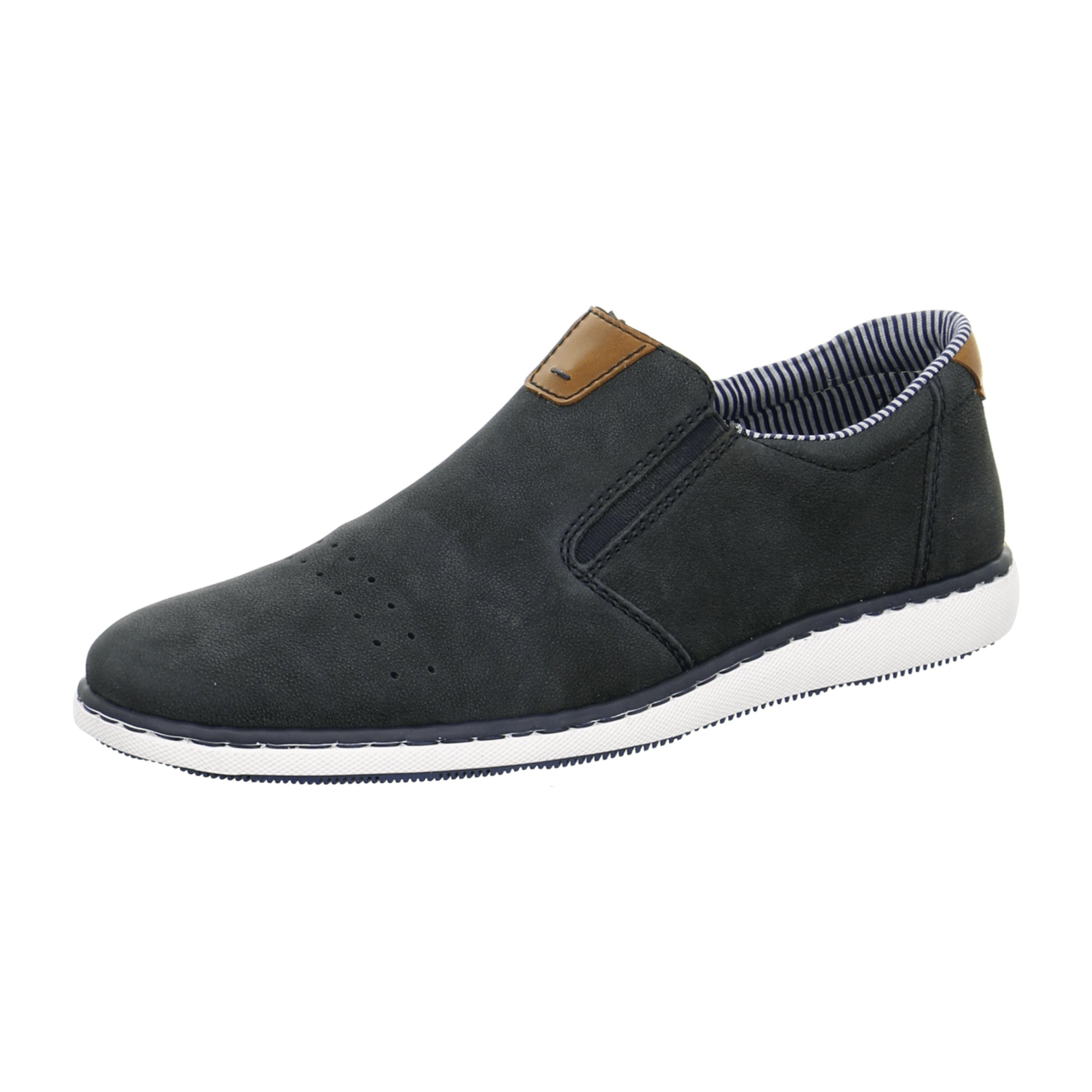 Rieker Men's Blue Slip-On Shoes Comfortable Leather Casual Footwear