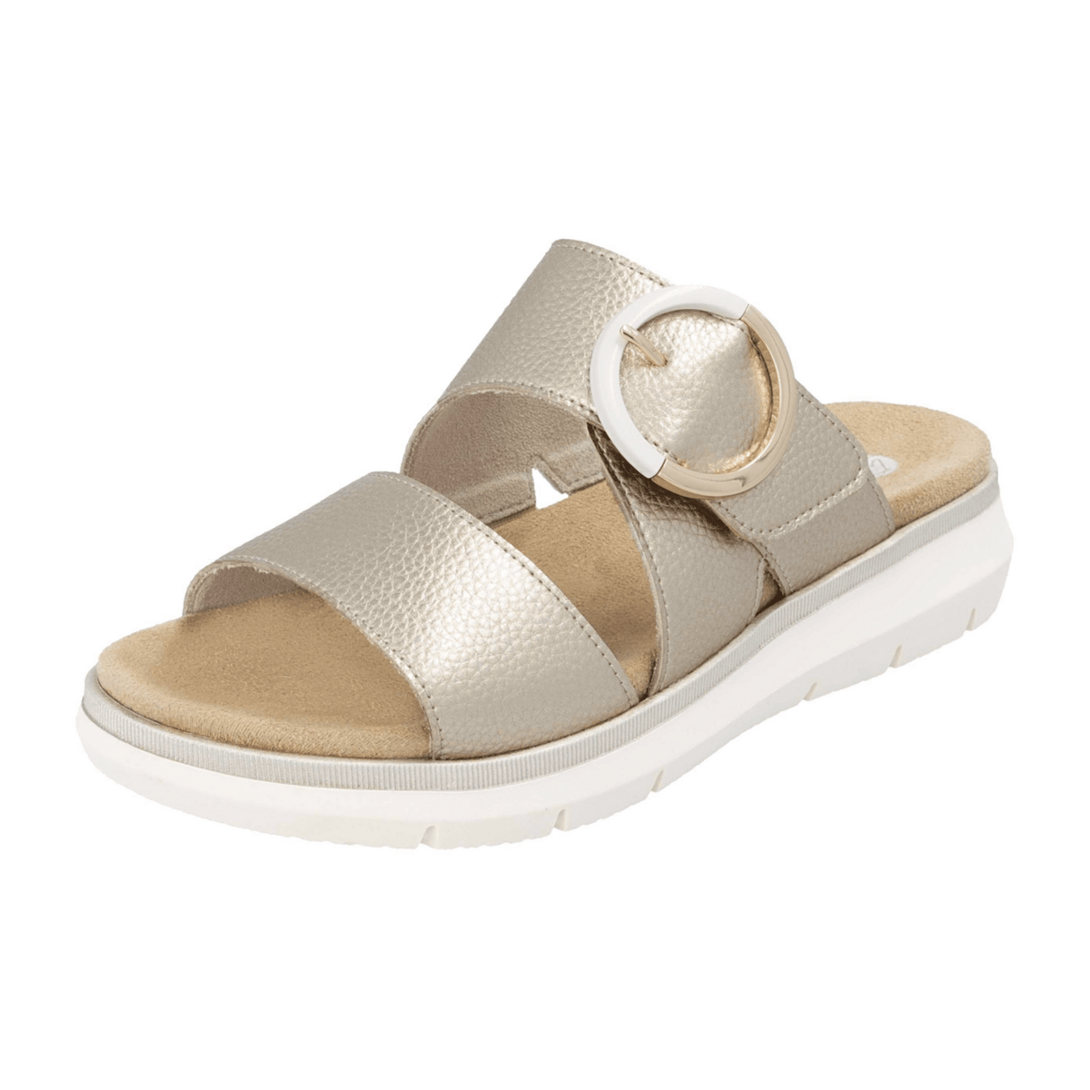 Remonte Women's Gold Mules - Comfort Slide Sandals