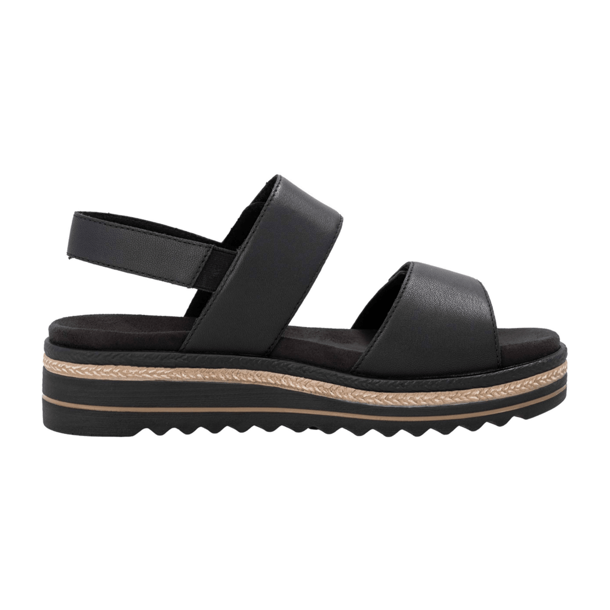 Remonte Women's Leather Sandals Black - Comfort Sandals with Removable Insole