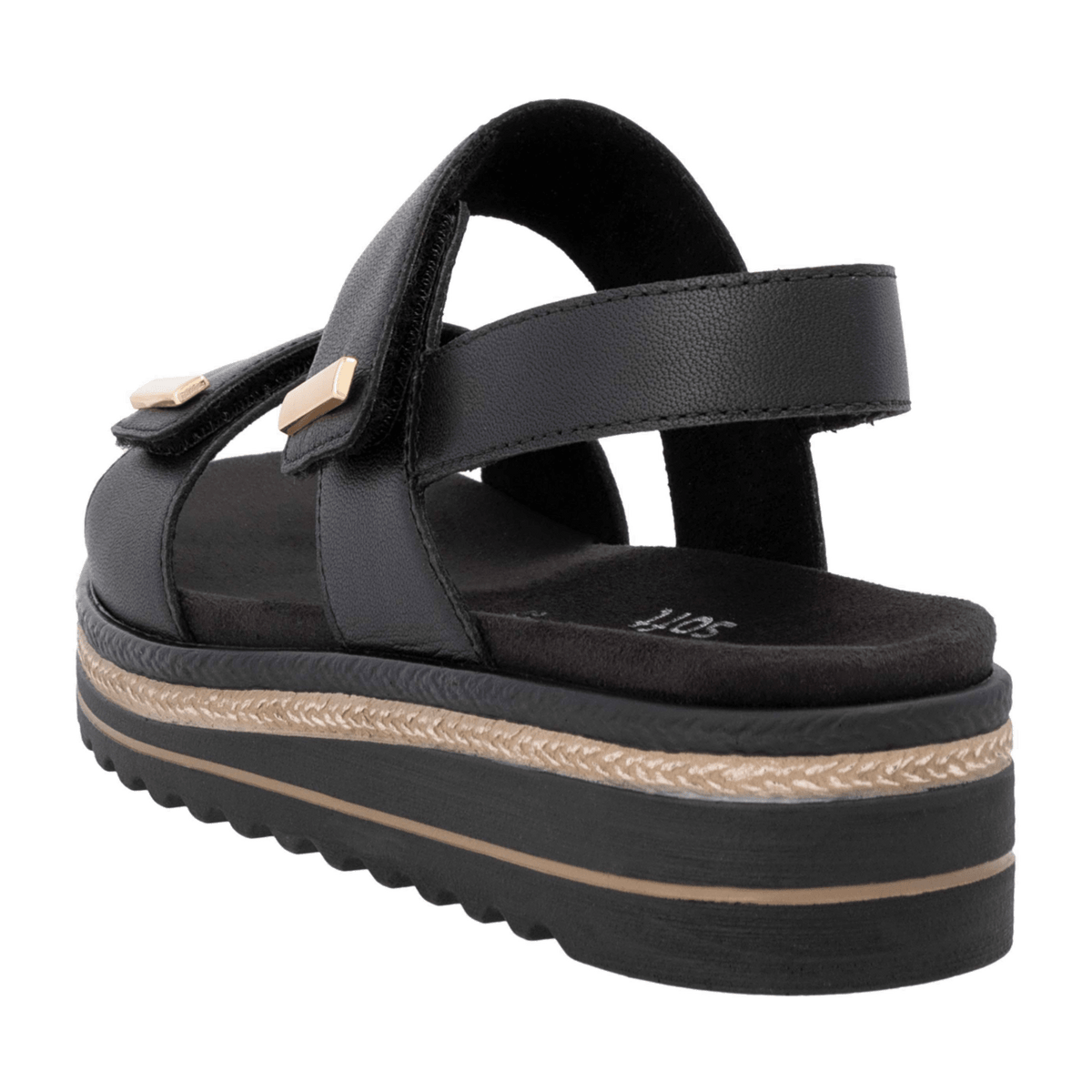 Remonte Women's Leather Sandals Black - Comfort Sandals with Removable Insole