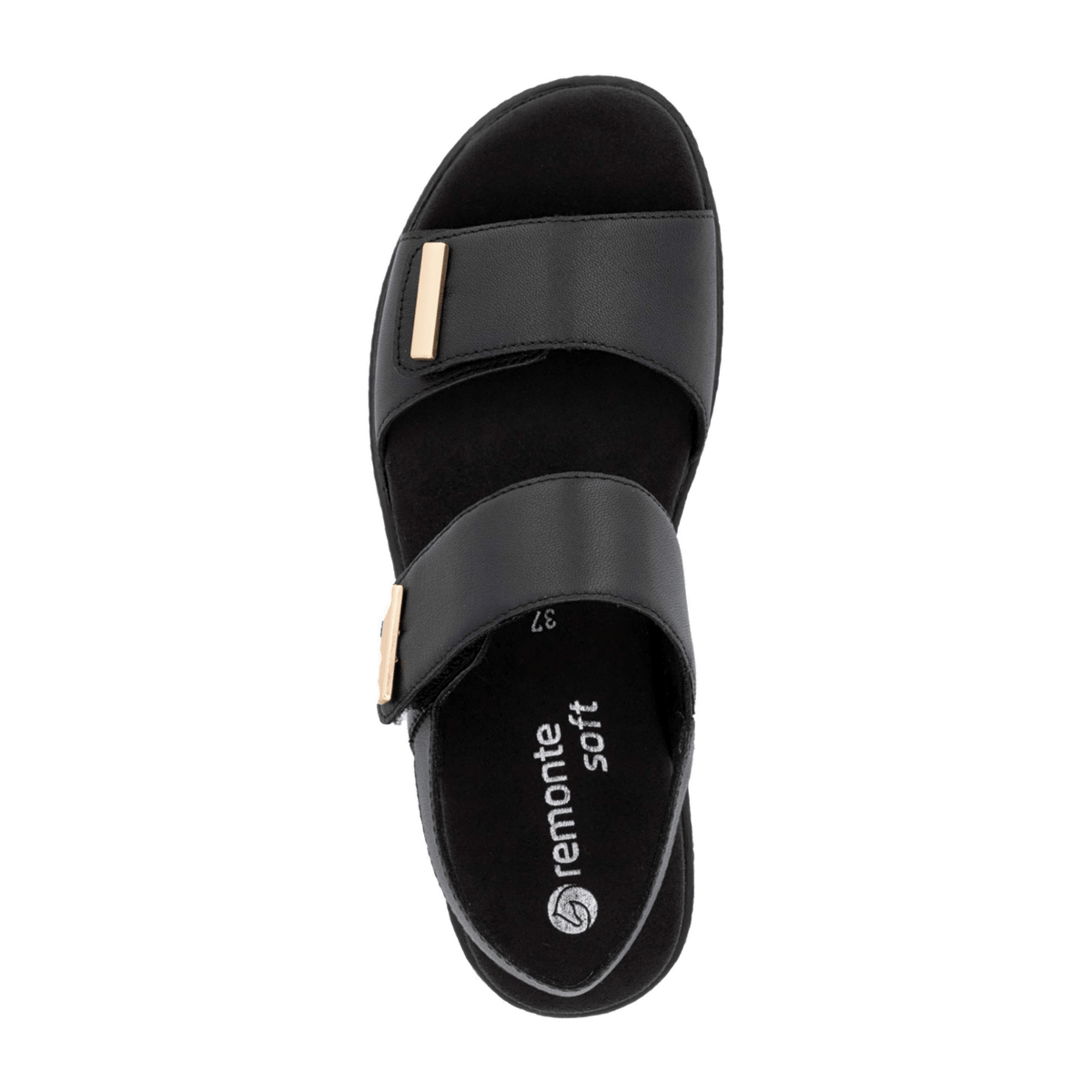Remonte Women's Leather Sandals Black - Comfort Sandals with Removable Insole