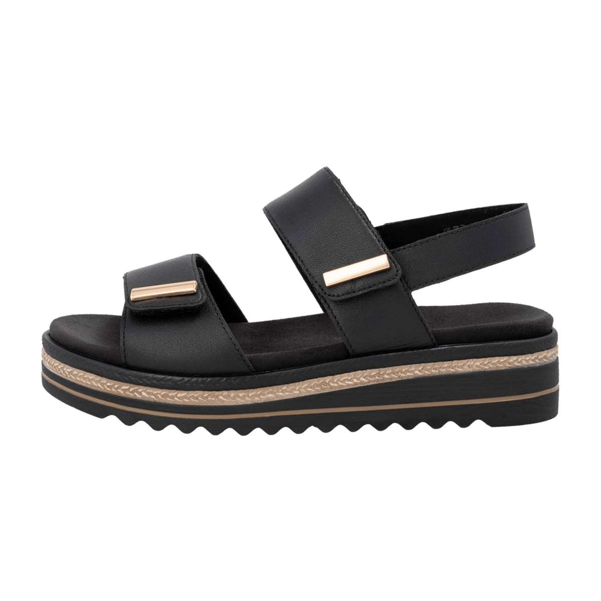 Remonte Women's Leather Sandals Black - Comfort Sandals with Removable Insole
