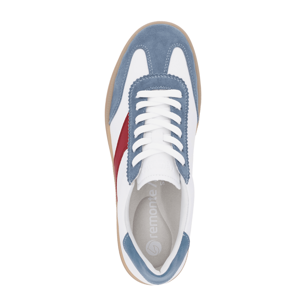 Remonte Women's Blue Leather Sneakers - Comfort Shoes with Removable Insole