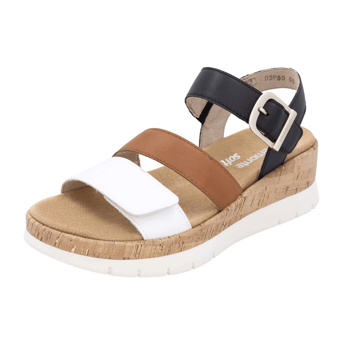 Remonte Women's D2P50 Leather Strap Sandals Black