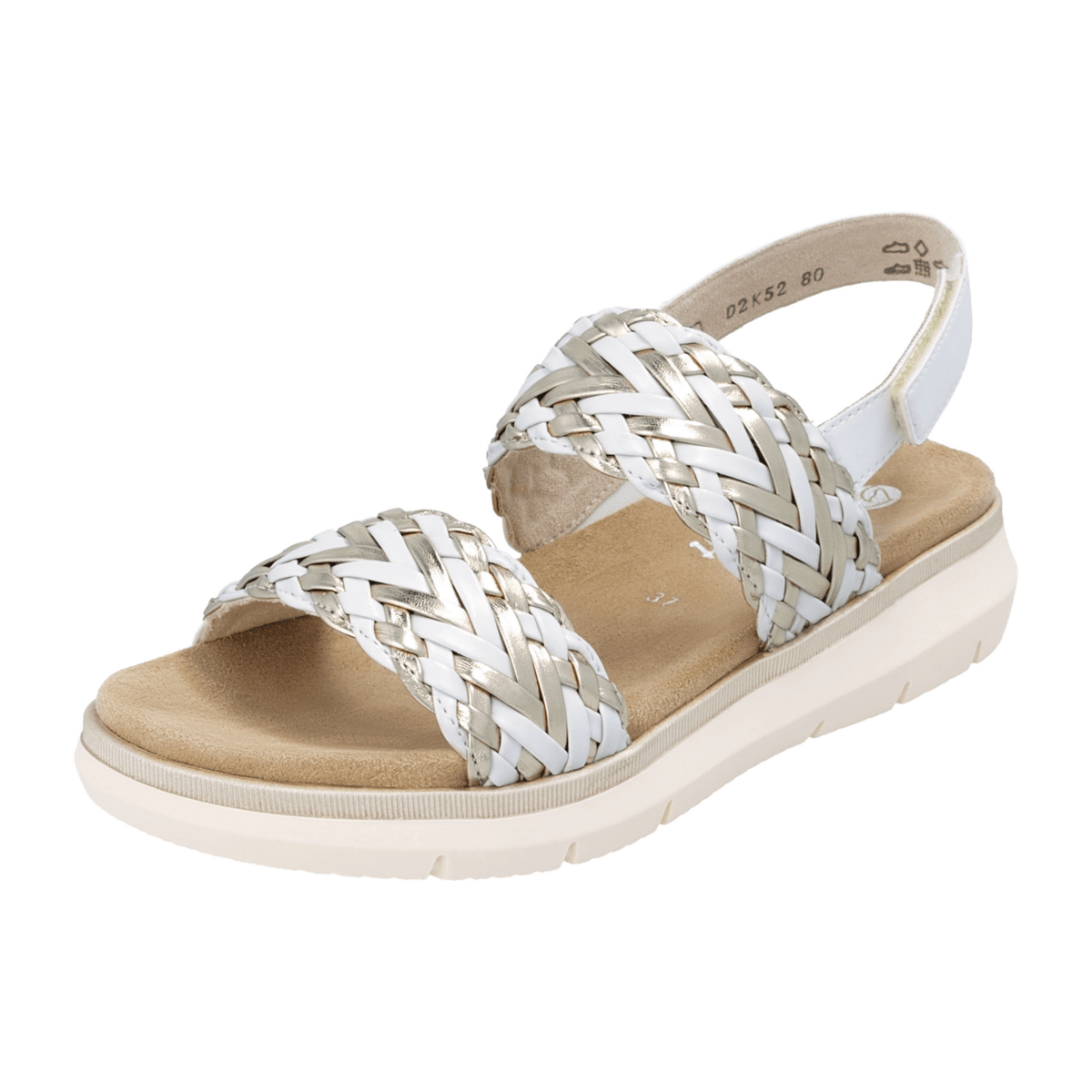 Remonte D2K52-80 Women's Sneaker White Light Gold Woven