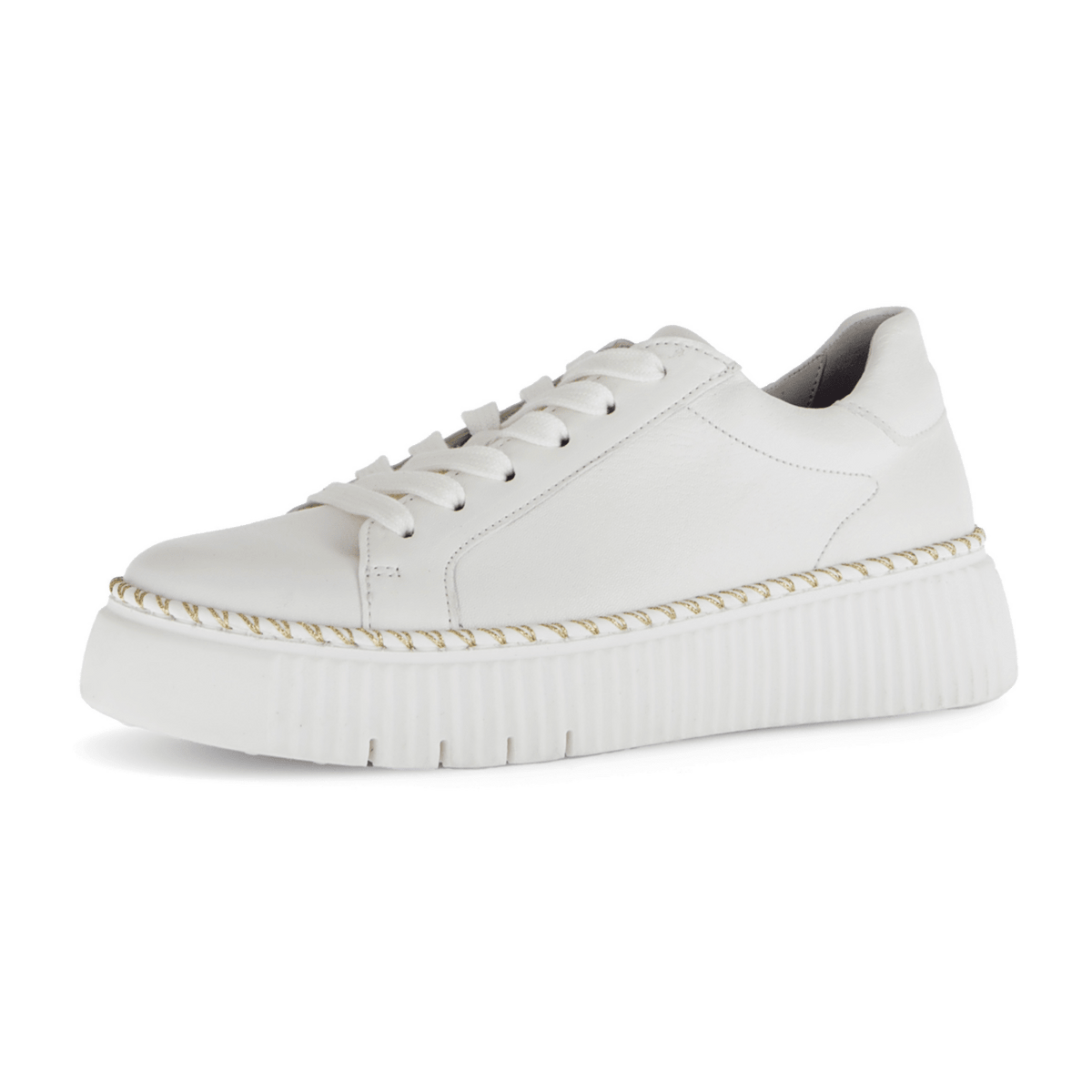 Gabor Women's Low-Top Sneakers - Latte Leather Comfort Shoes with Removable Footbed